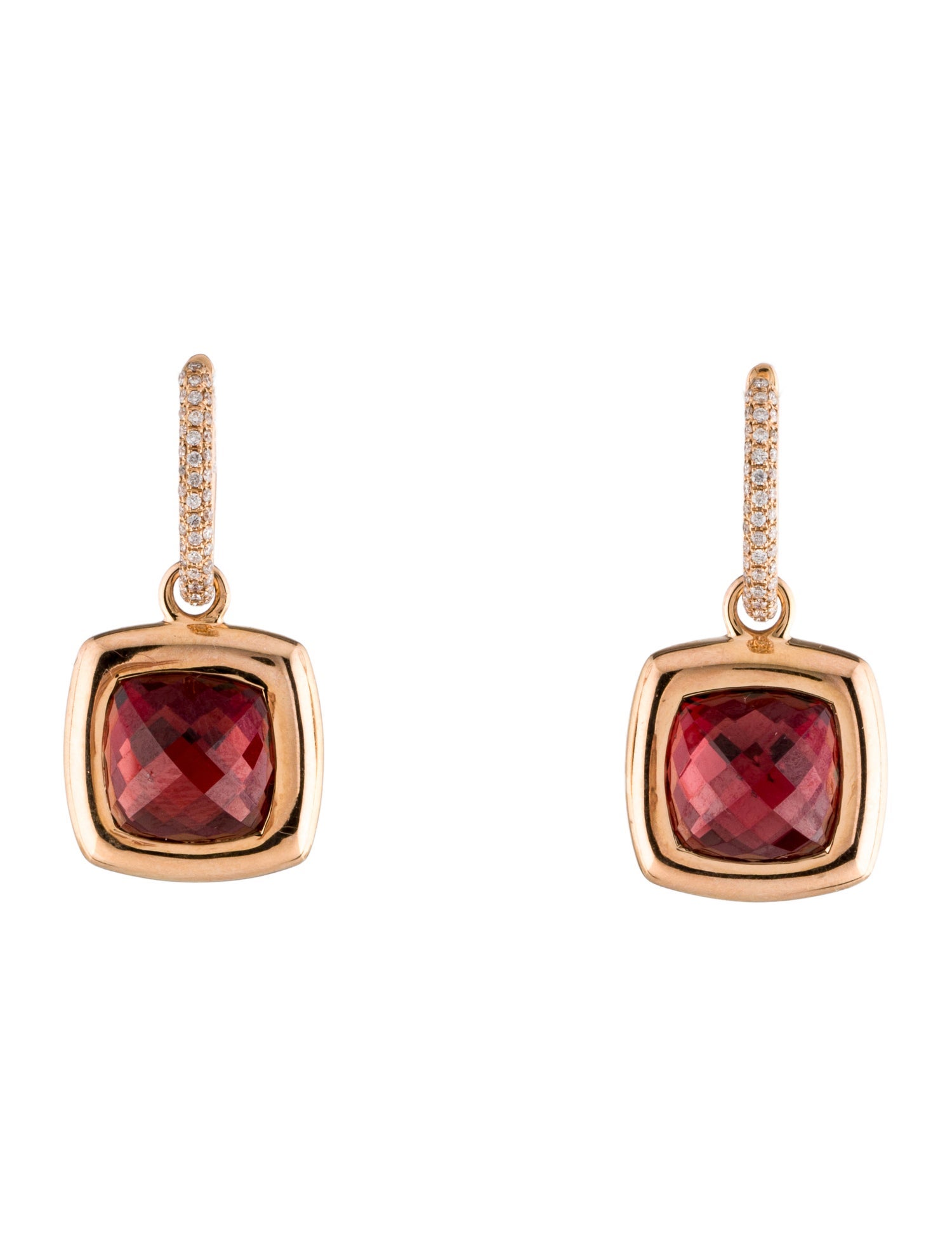 Earrings 18K Garnet & Diamond Drop