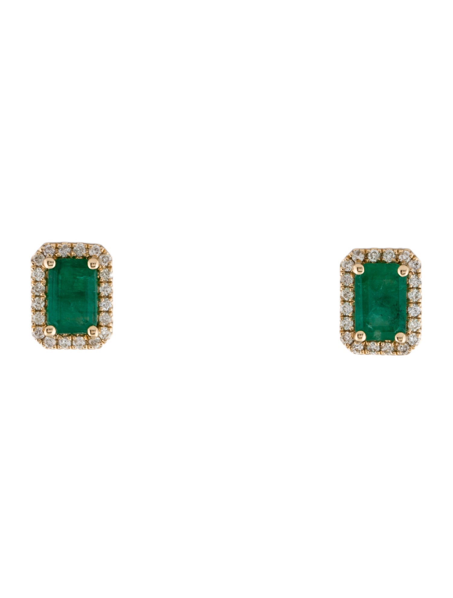 Earrings 14K Emerald & Diamond Stud Earrings