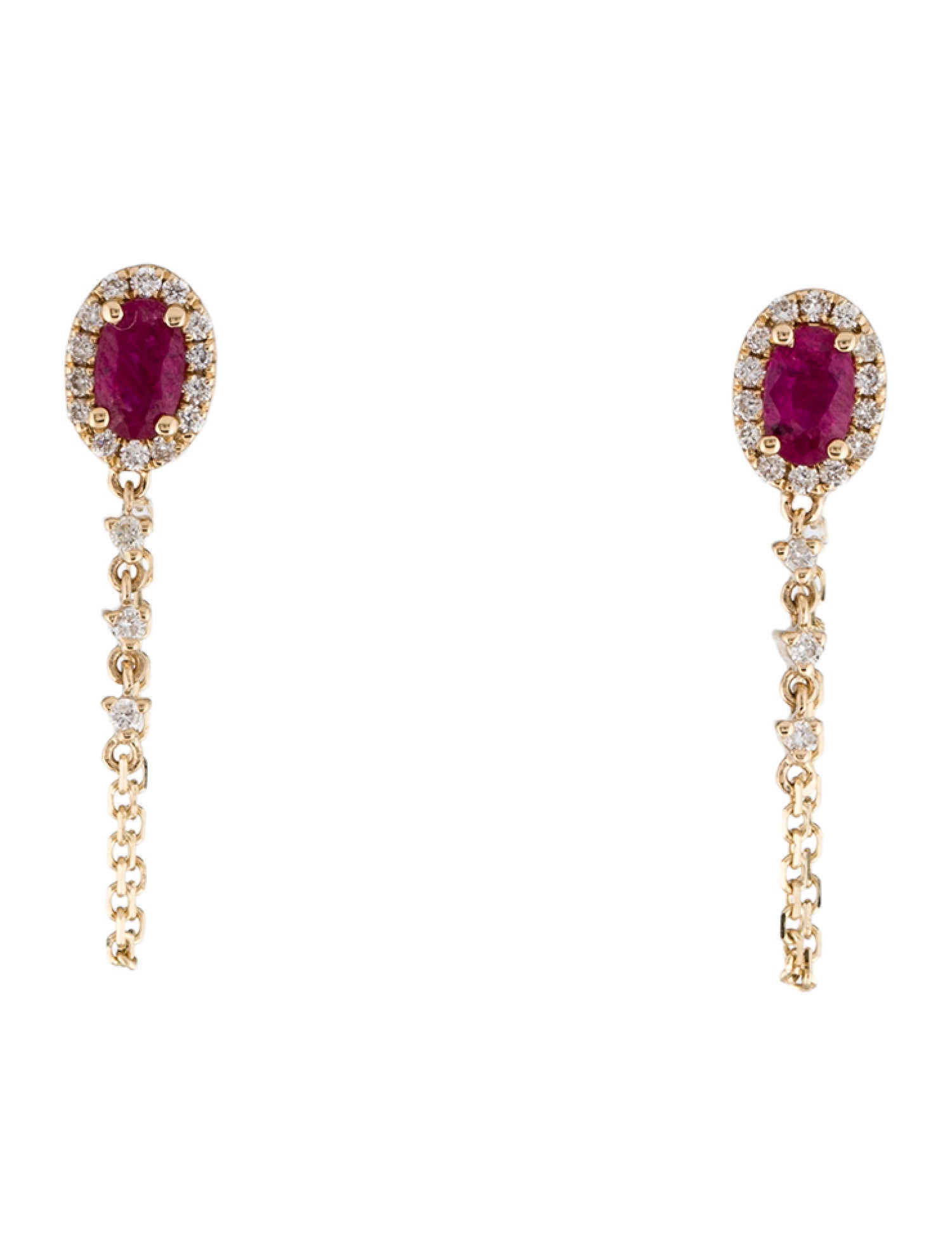 Earrings 14K Ruby & Diamond Drop Earrings