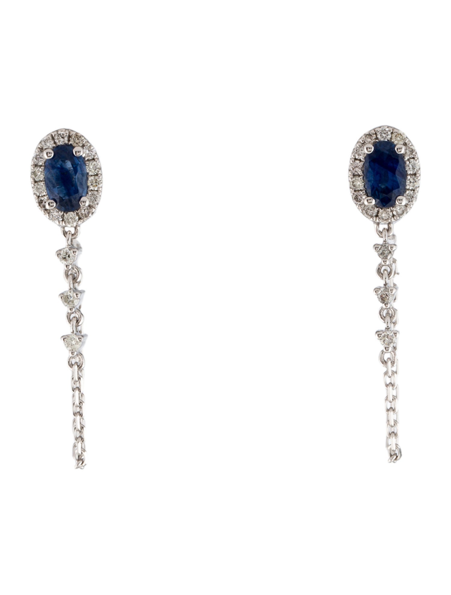 Earrings 14K Sapphire & Diamond Drop Earrings