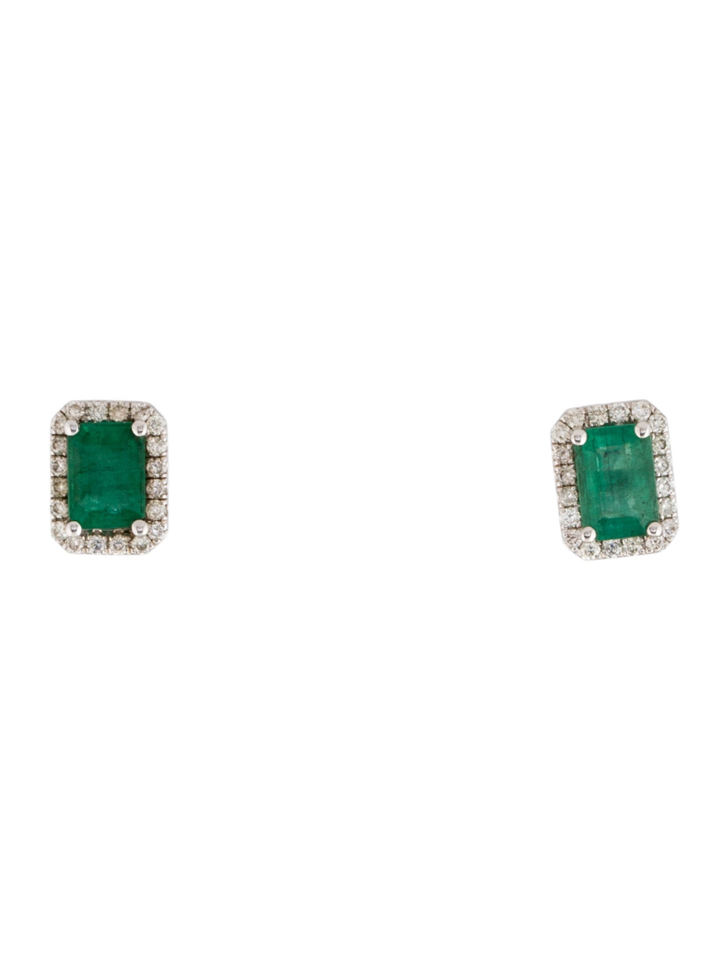 Earrings 14K Emerald & Diamond Stud Earrings