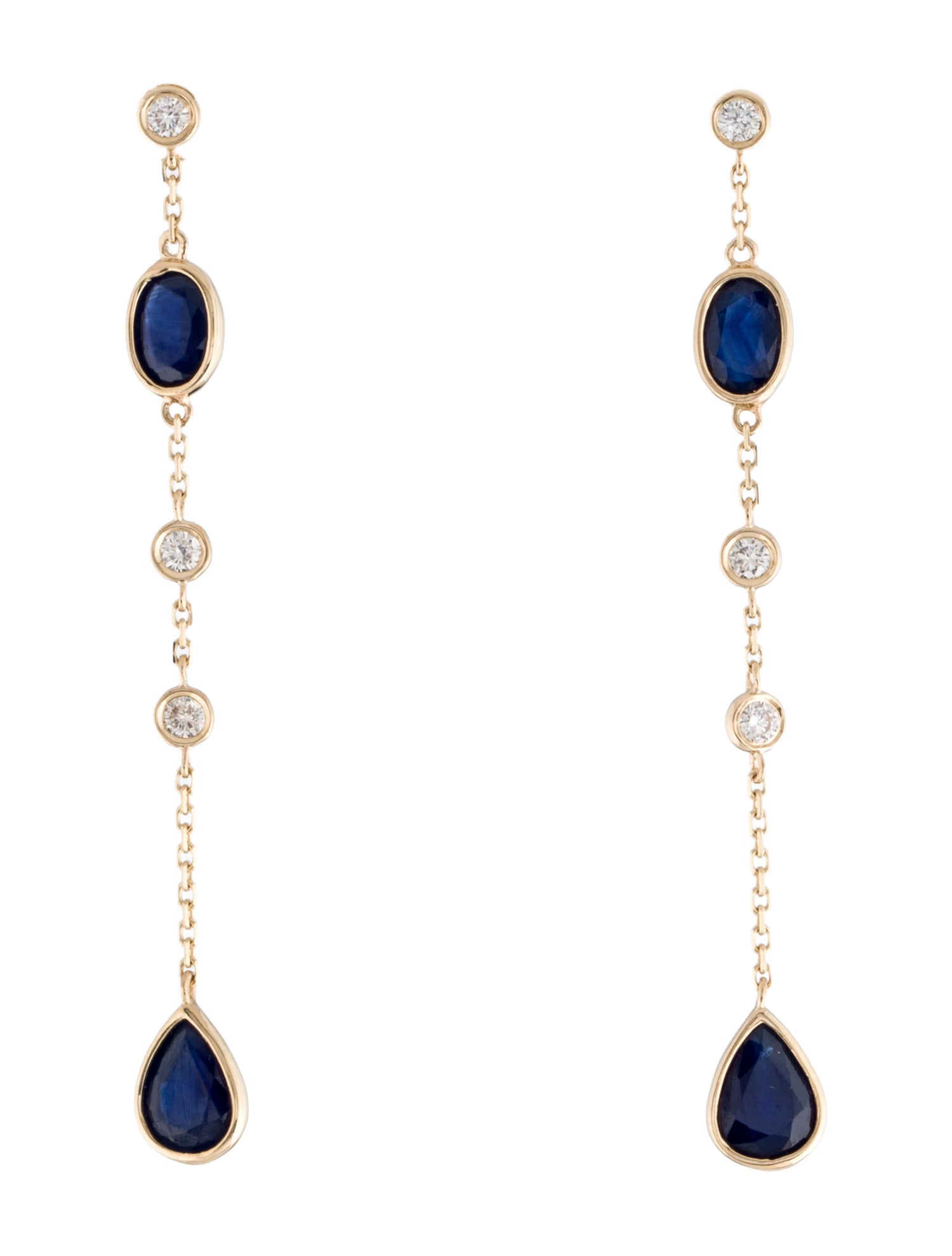 Earrings 14K Sapphire & Diamond Drop Earrings