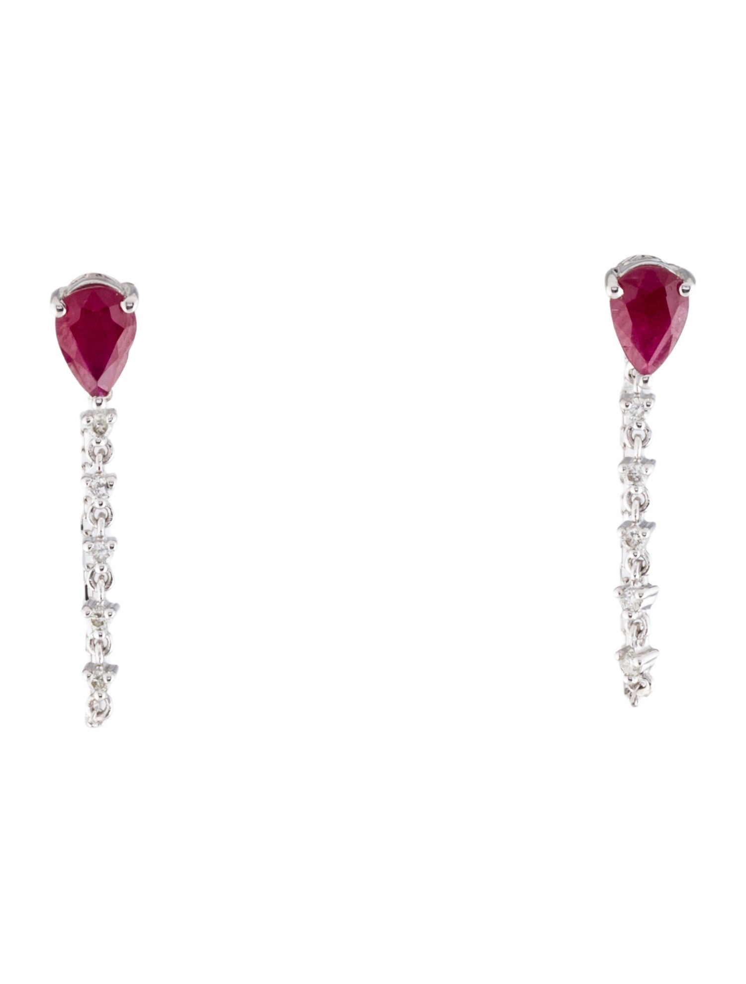 Earrings 14K Ruby & Diamond Drop Earrings
