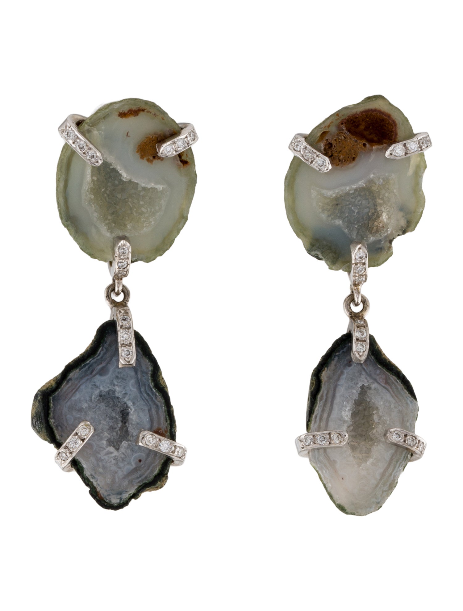 Earrings 14K Geode & Diamond Drop