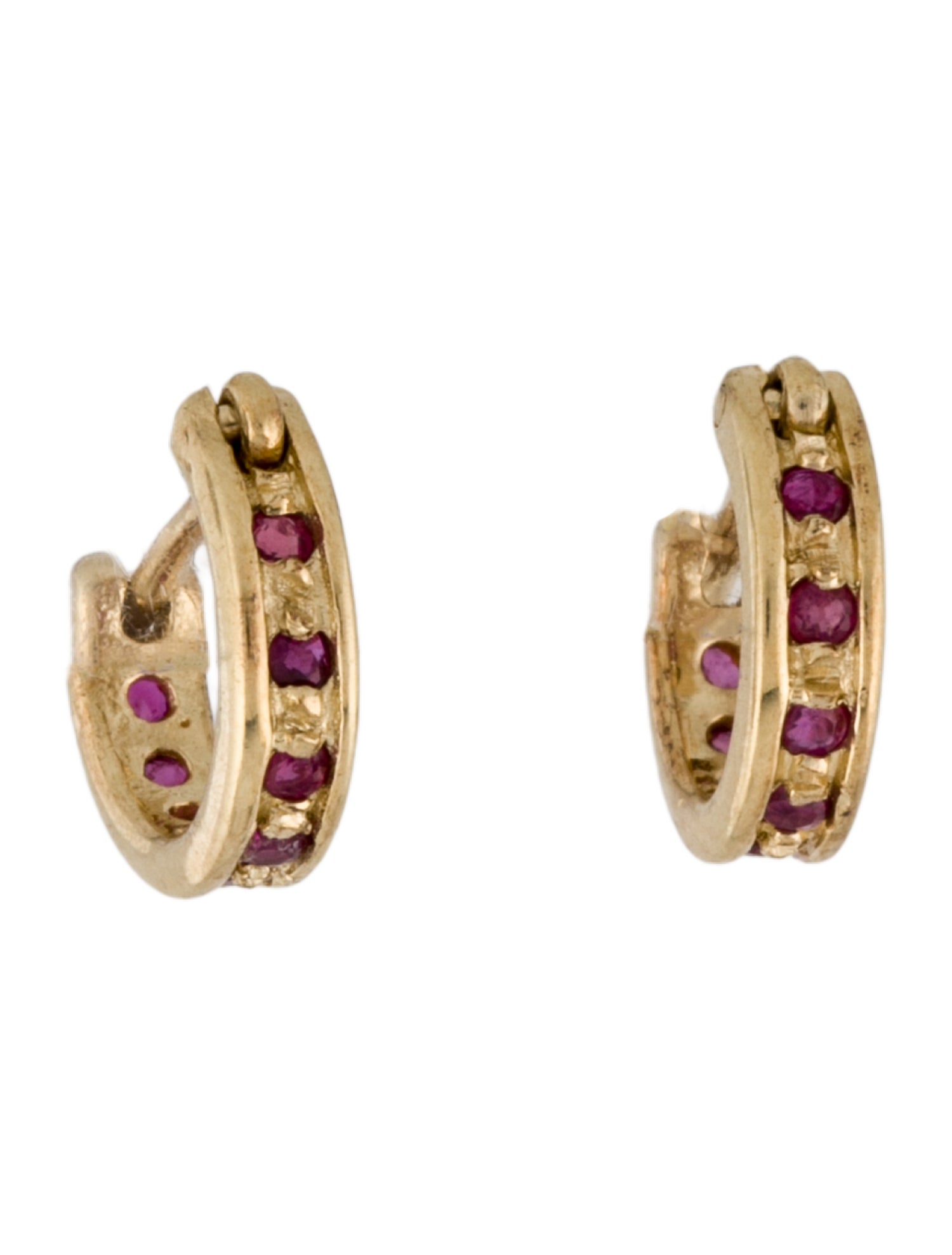 Earrings 14K Ruby Huggie