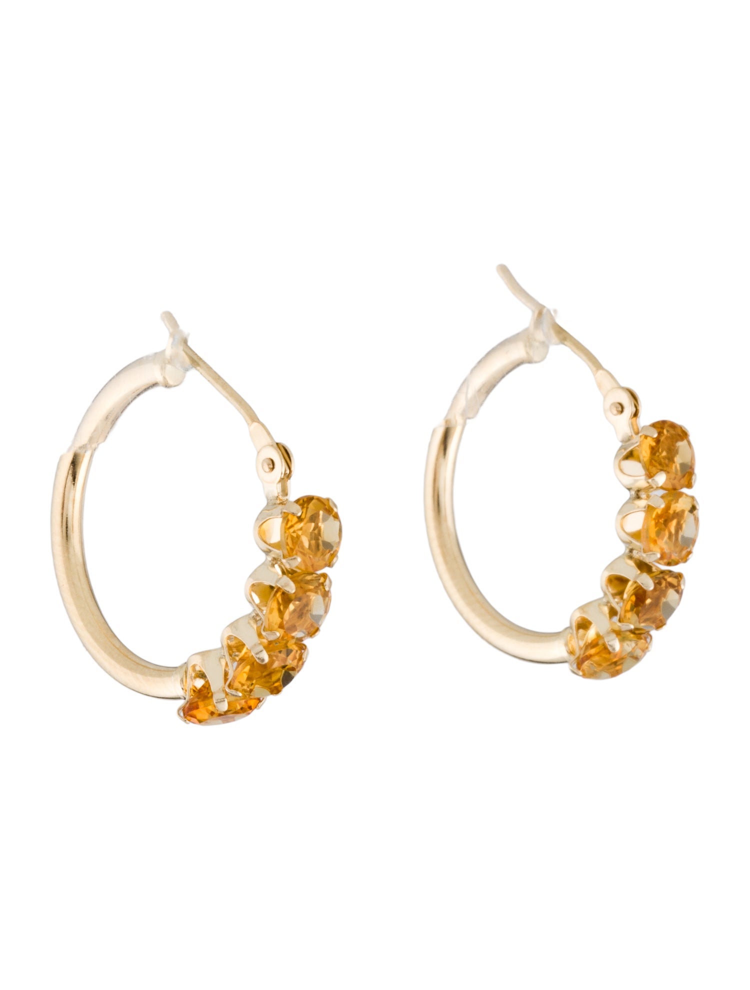 Earrings 14K 1.52ctw Citrine Hoop