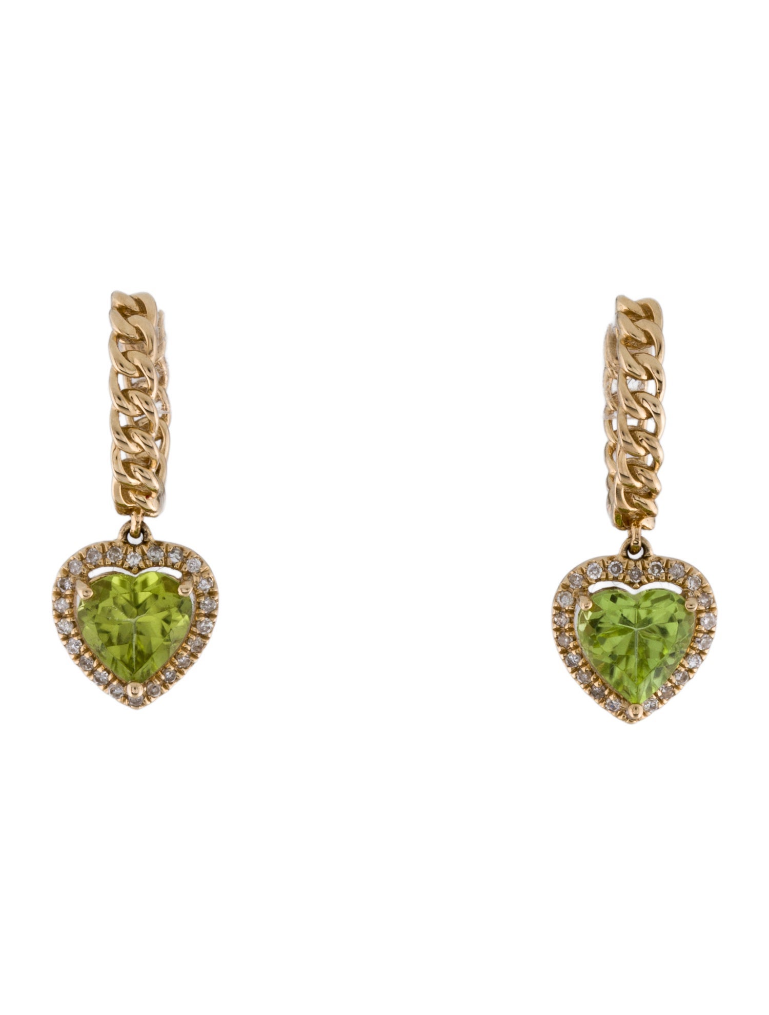 Earrings 14K 5.28ctw Peridot & Diamond Hoop