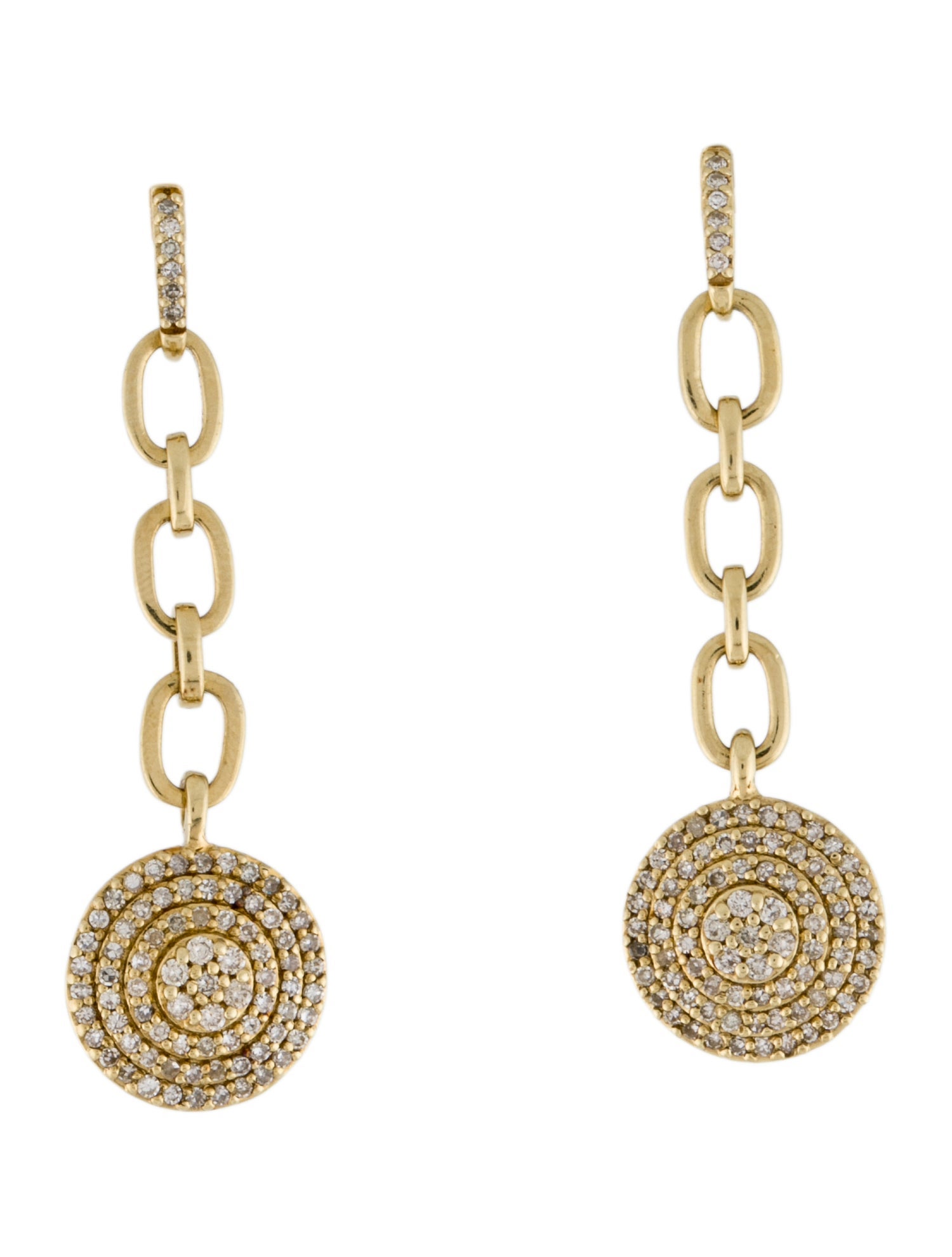 Earrings 14K Diamond Disc Drop