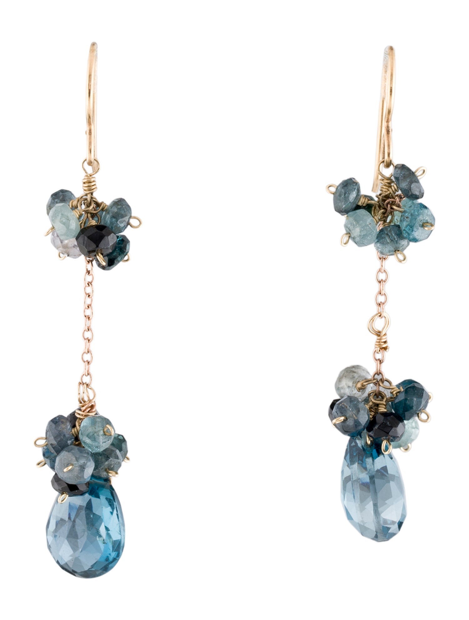 Earrings 14K Topaz & Tourmaline Drop