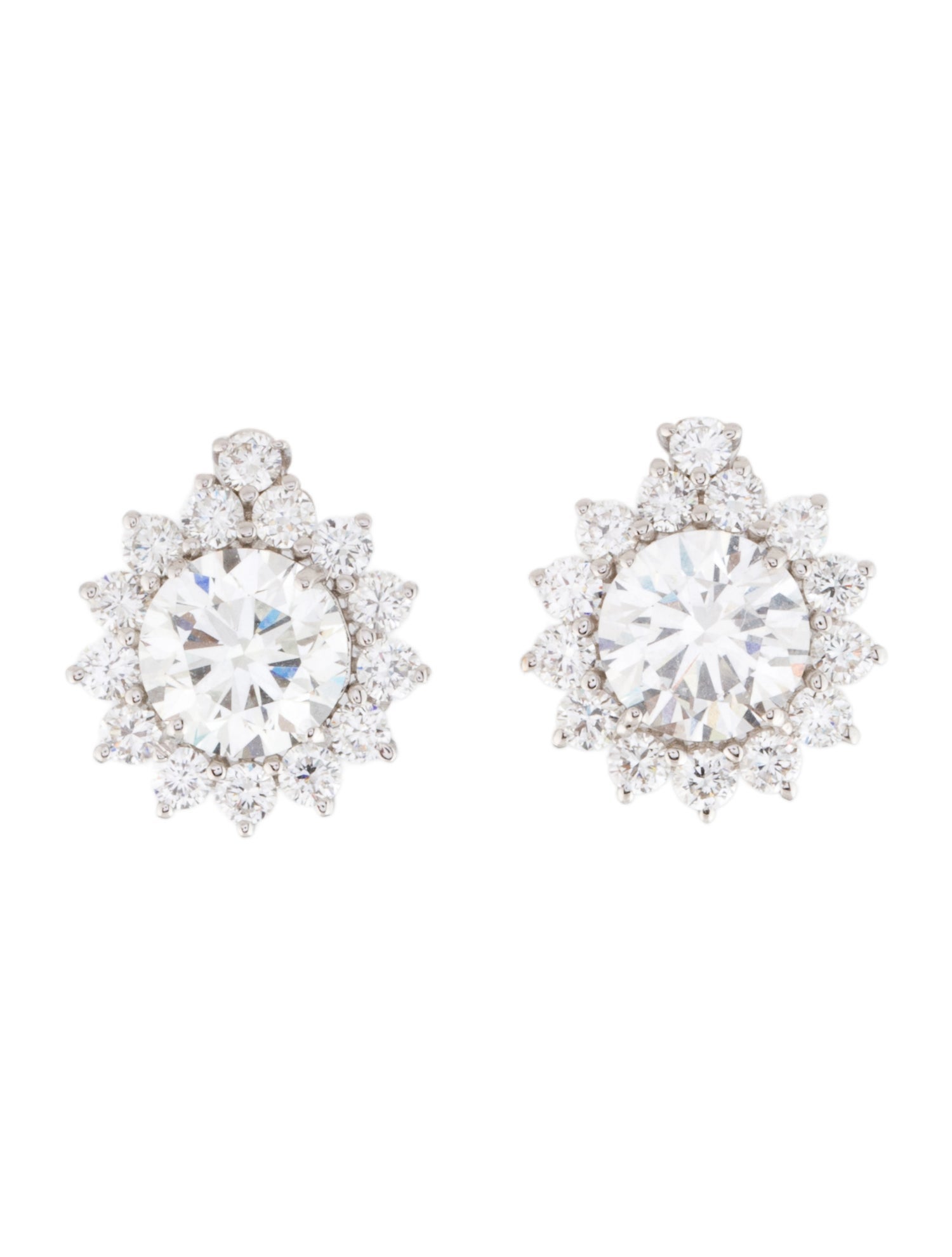 Earrings 14K 4.20ctw Lab-Grown Diamond Flower Stud Earrings