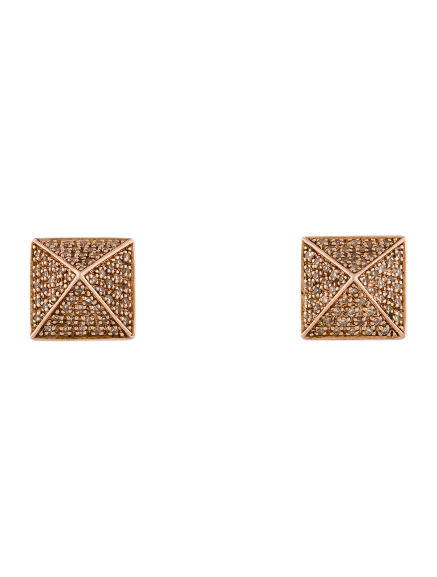 Earrings 14K Diamond Pavé Pyramid Stud