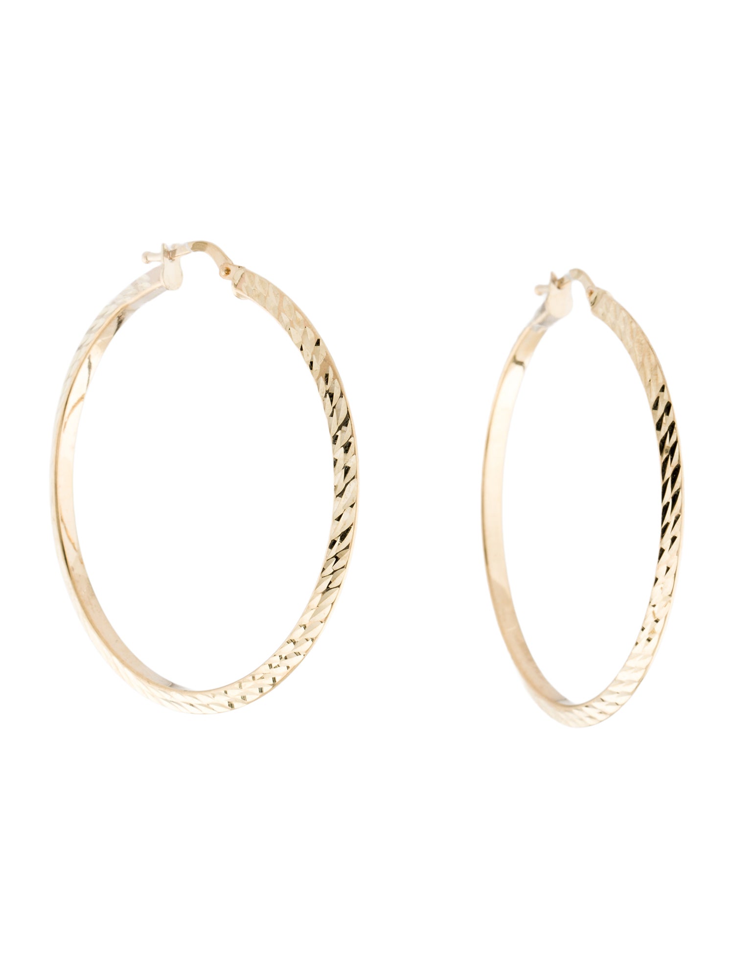 Earrings 10K Textured Hoop Earrings
