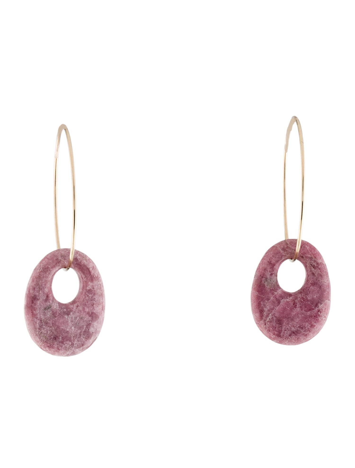 Earrings 14K Rhodonite Hoop Drop