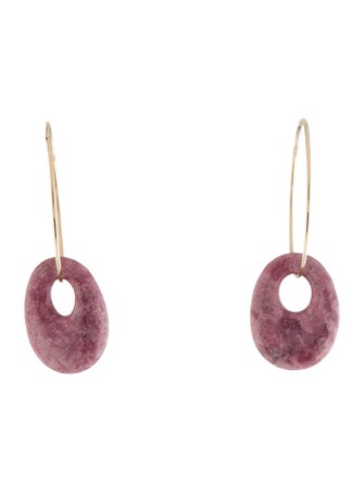 Earrings 14K Rhodonite Hoop Drop Earrings