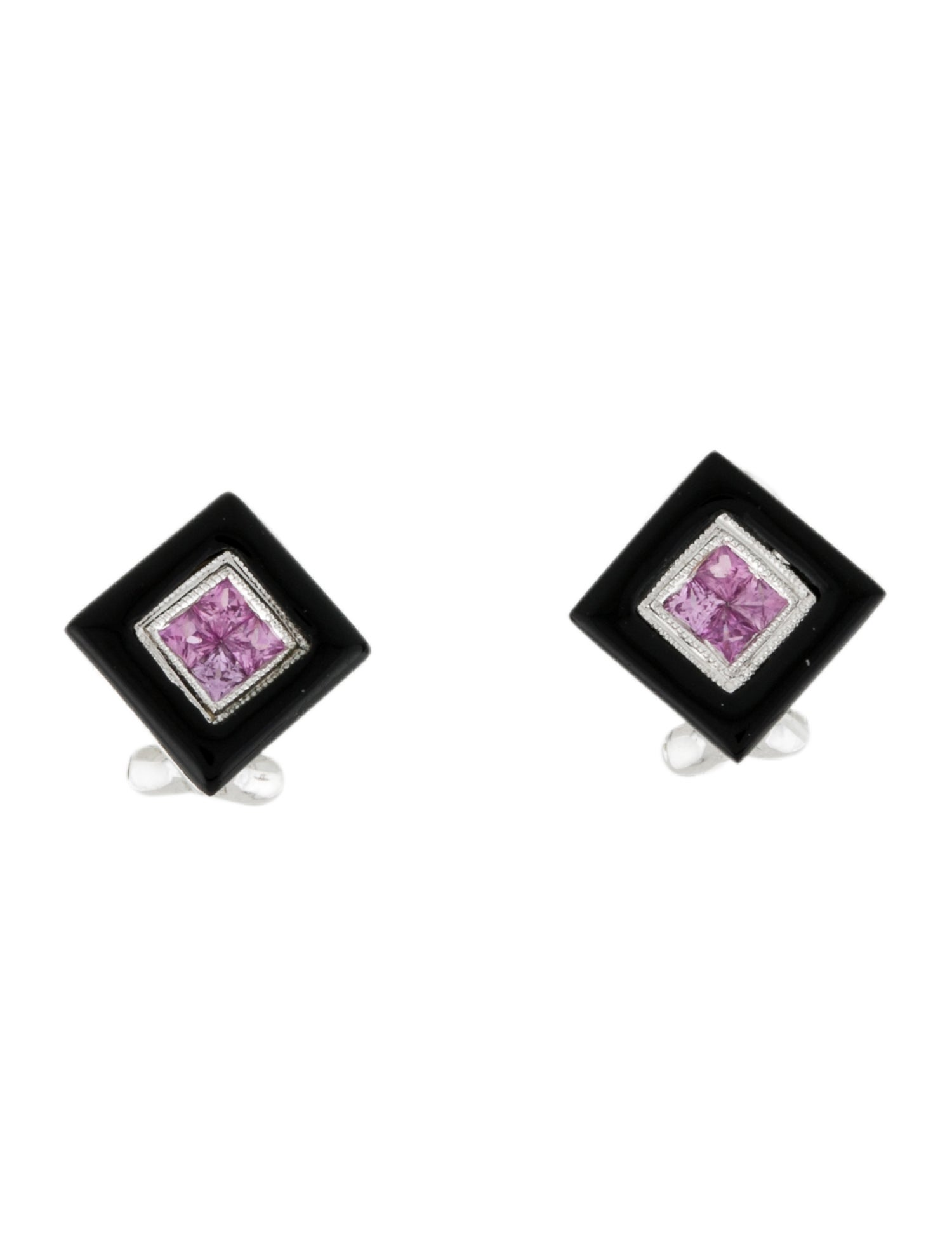 Earrings 18K Sapphire & Onyx Earclips