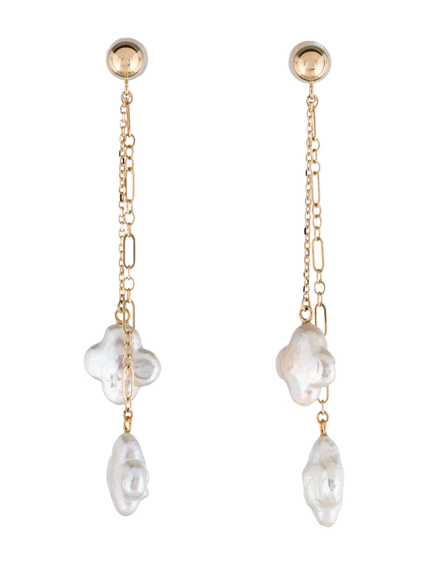 Earrings 14K Pearl Clover Drop Earrings