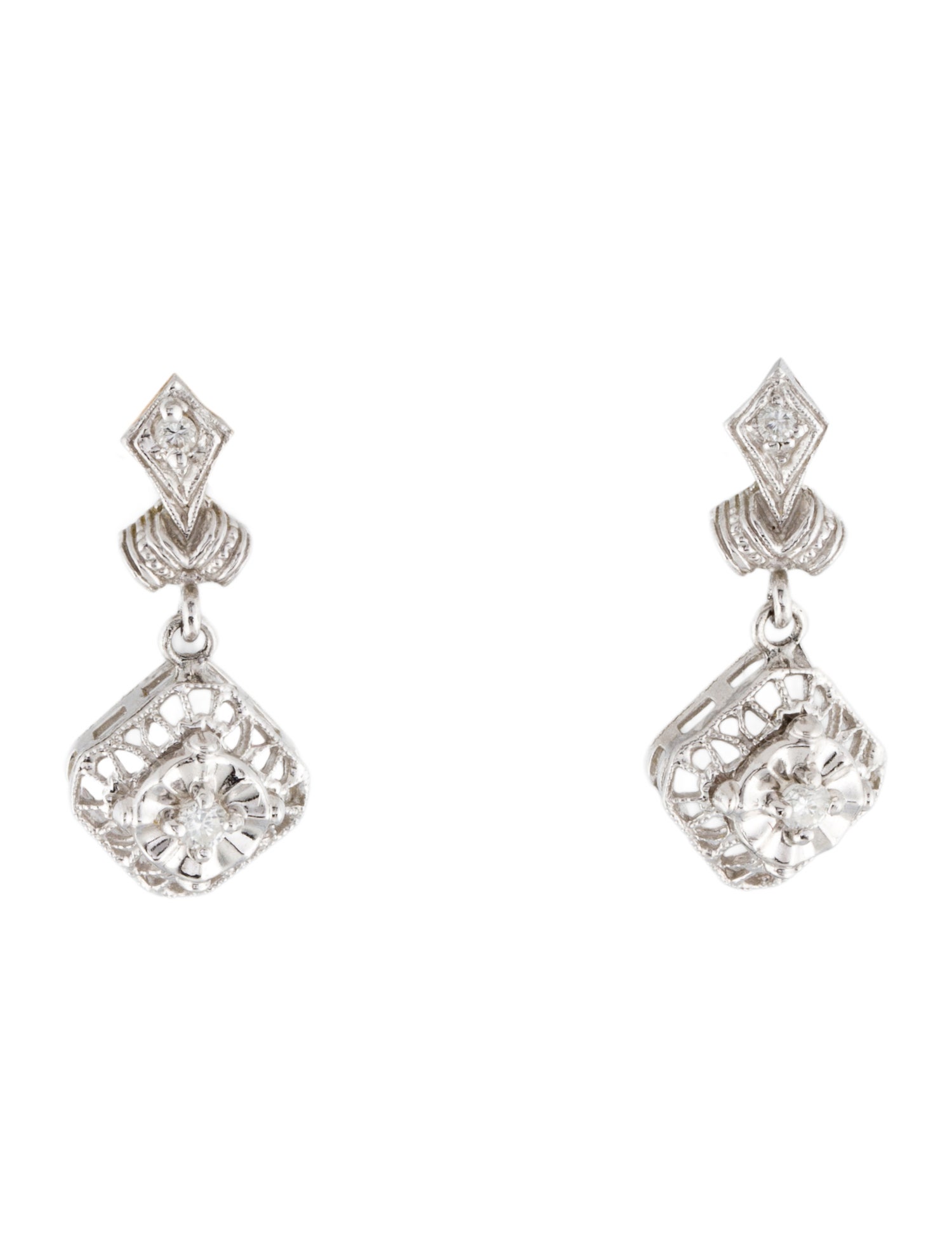 Earrings 14K Diamond Drop Earrings