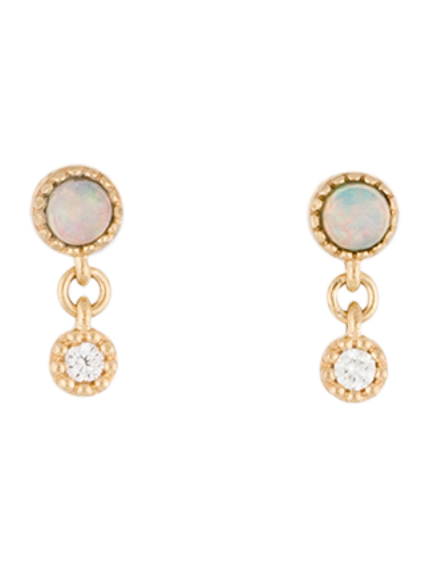 Earrings 14K Opal & Diamond Stud