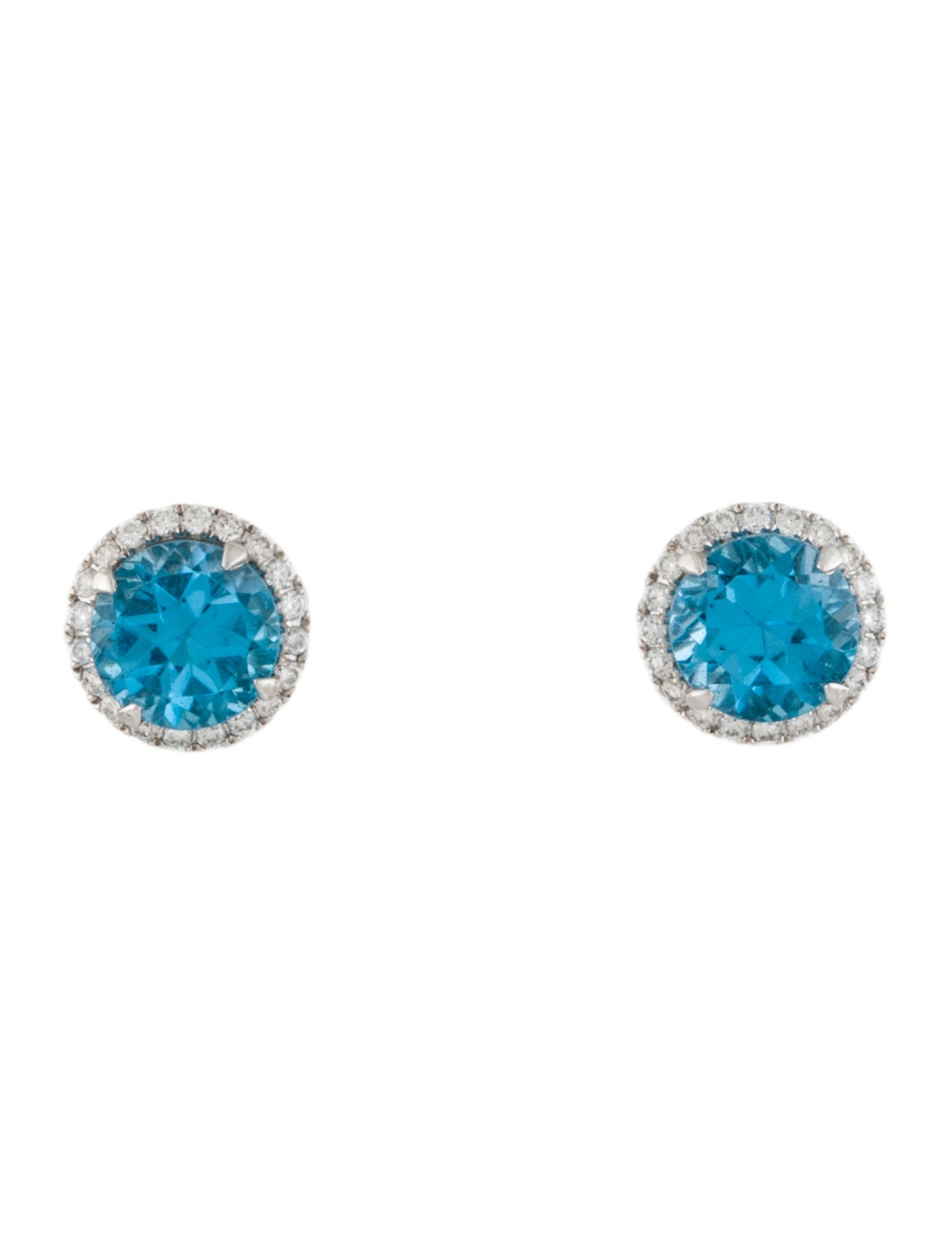 Earrings 18K Topaz & Diamond Halo Studs