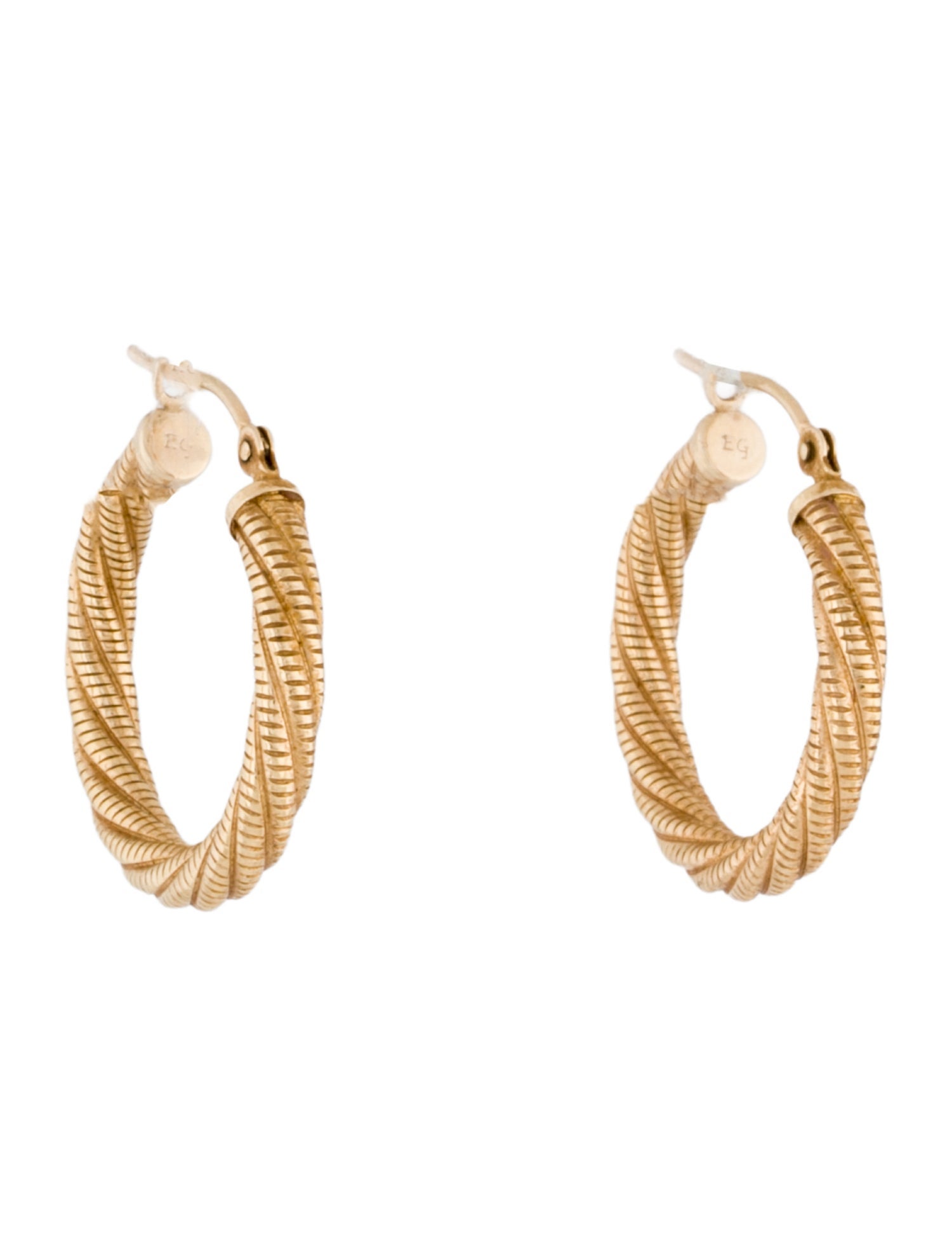 Earrings 14K Twisted Textured Hoop