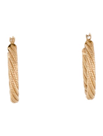 Earrings 14K Twisted Textured Hoop Earrings