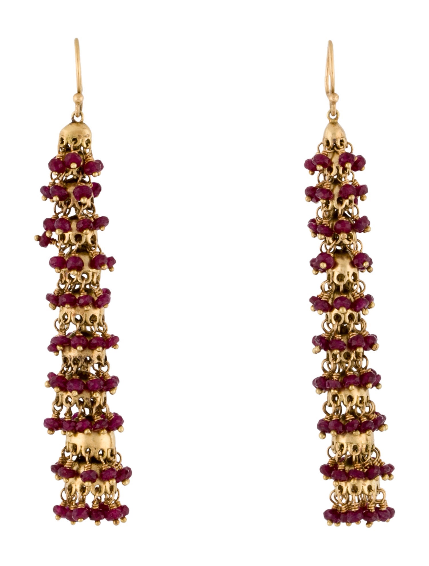 Earrings 18K Ruby Beaded Drop