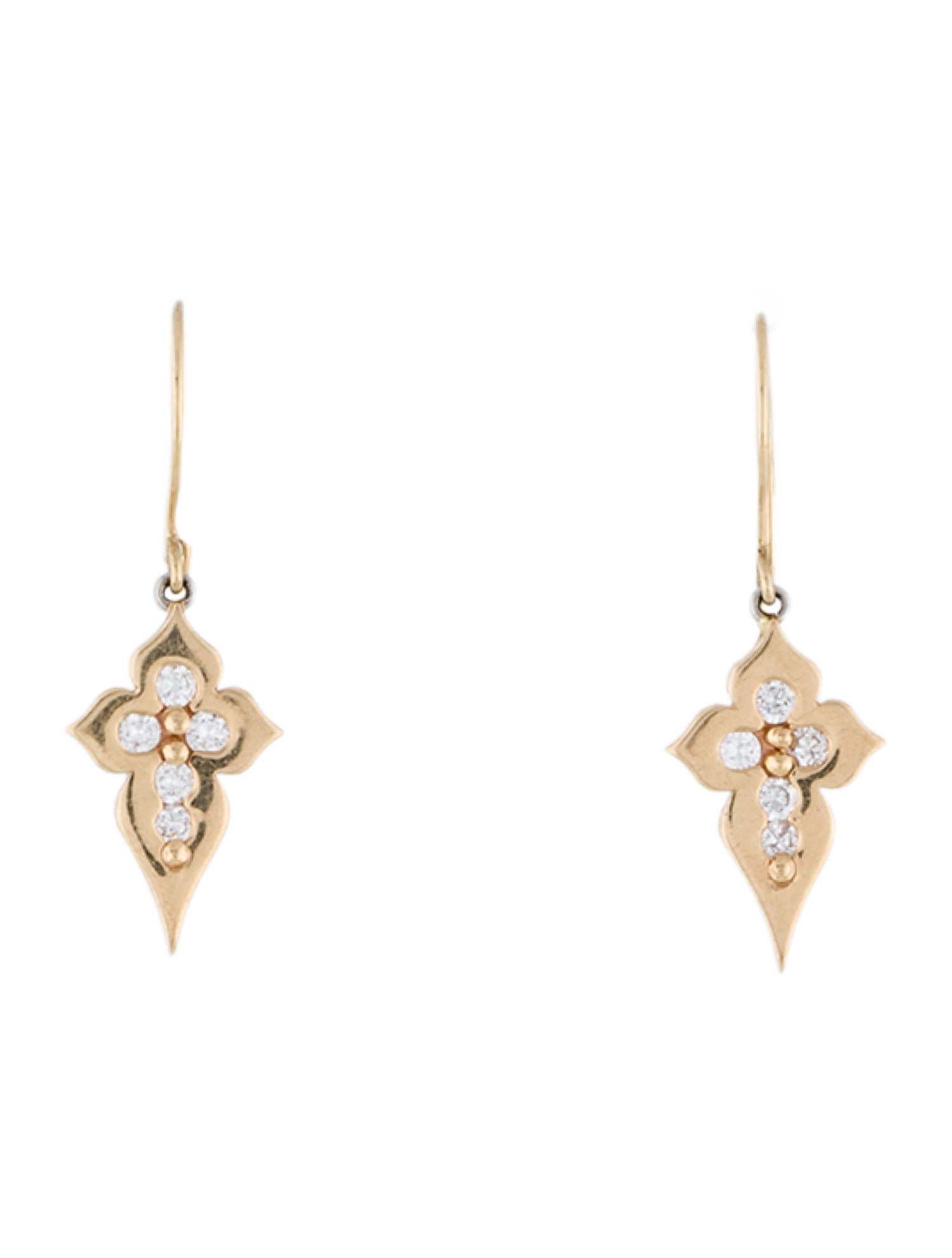 Earrings 14K Diamond Cross Drop