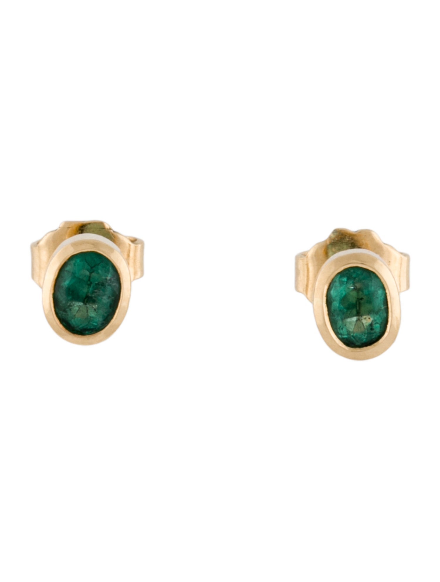 Earrings 18K Emerald Bezel Studs