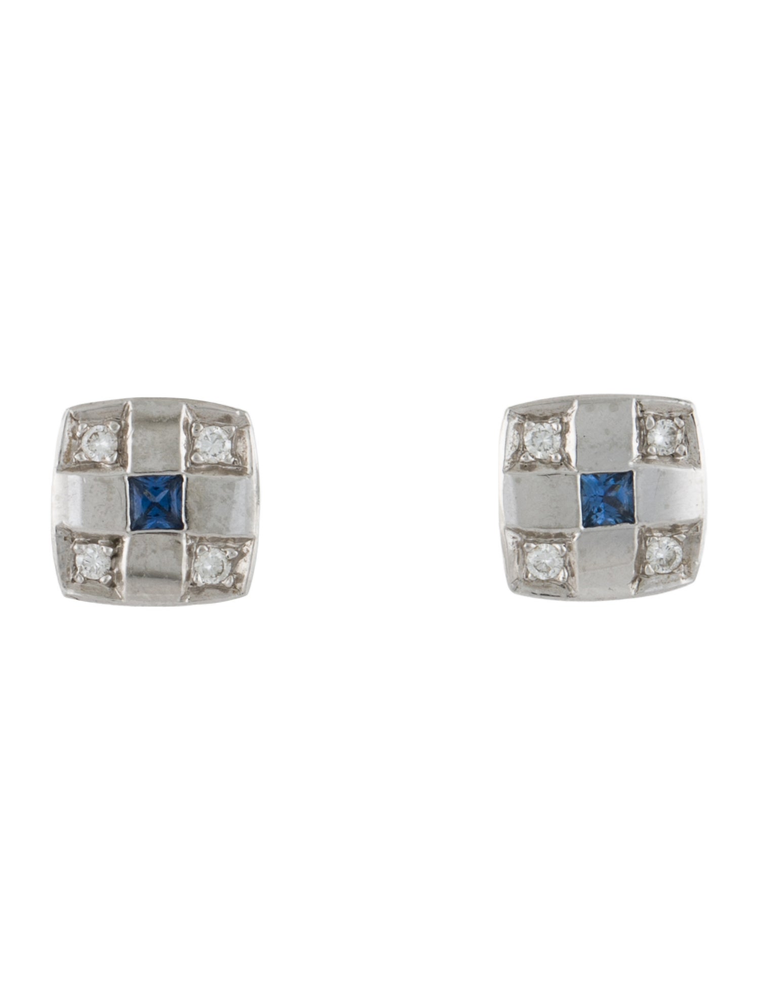 Earrings Platinum Sapphire & Diamond Stud
