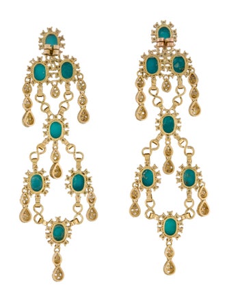 Earrings 18K Turquoise & Diamond Chandelier Earrings