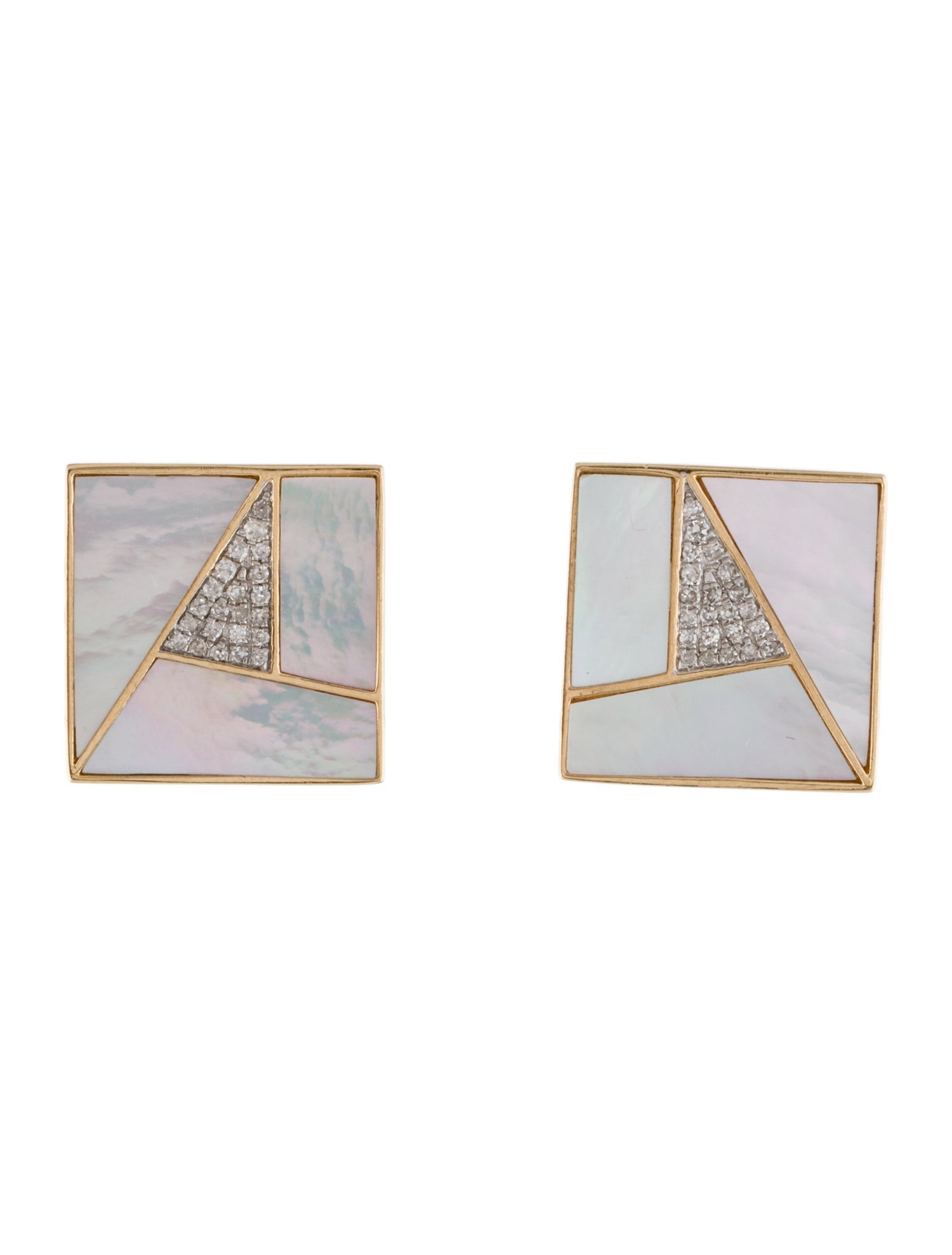 Earrings 14K Mother of Pearl & Diamond Stud Earrings