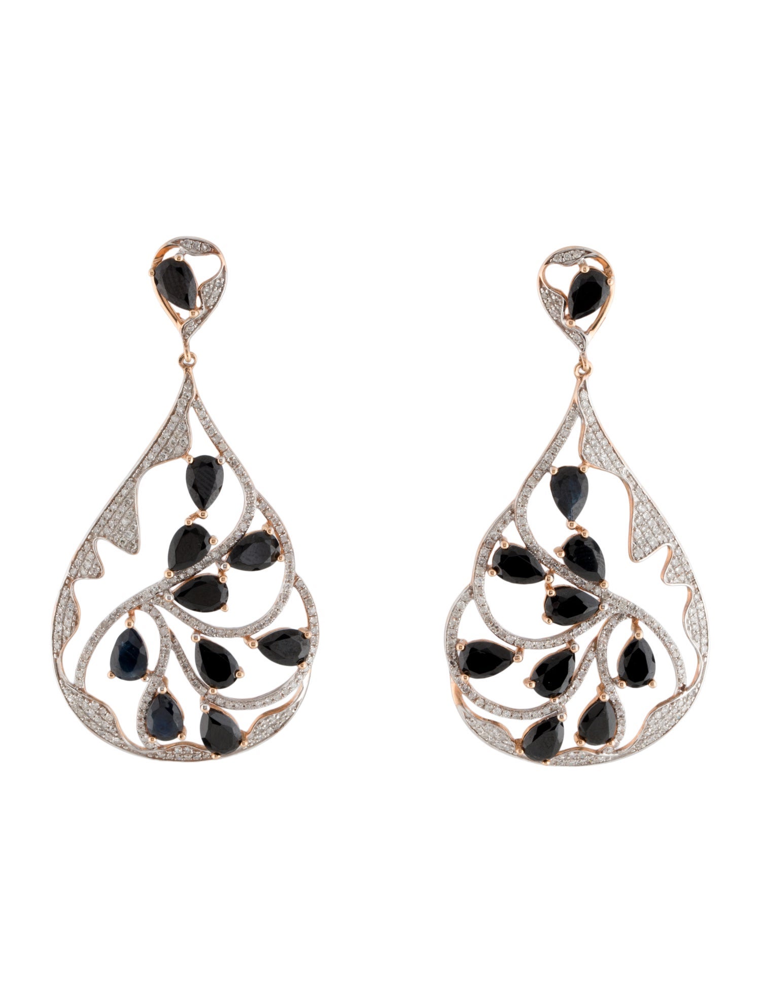 Earrings 14K 6.80ctw Spinel, Sapphire & Diamond Drop Earrings