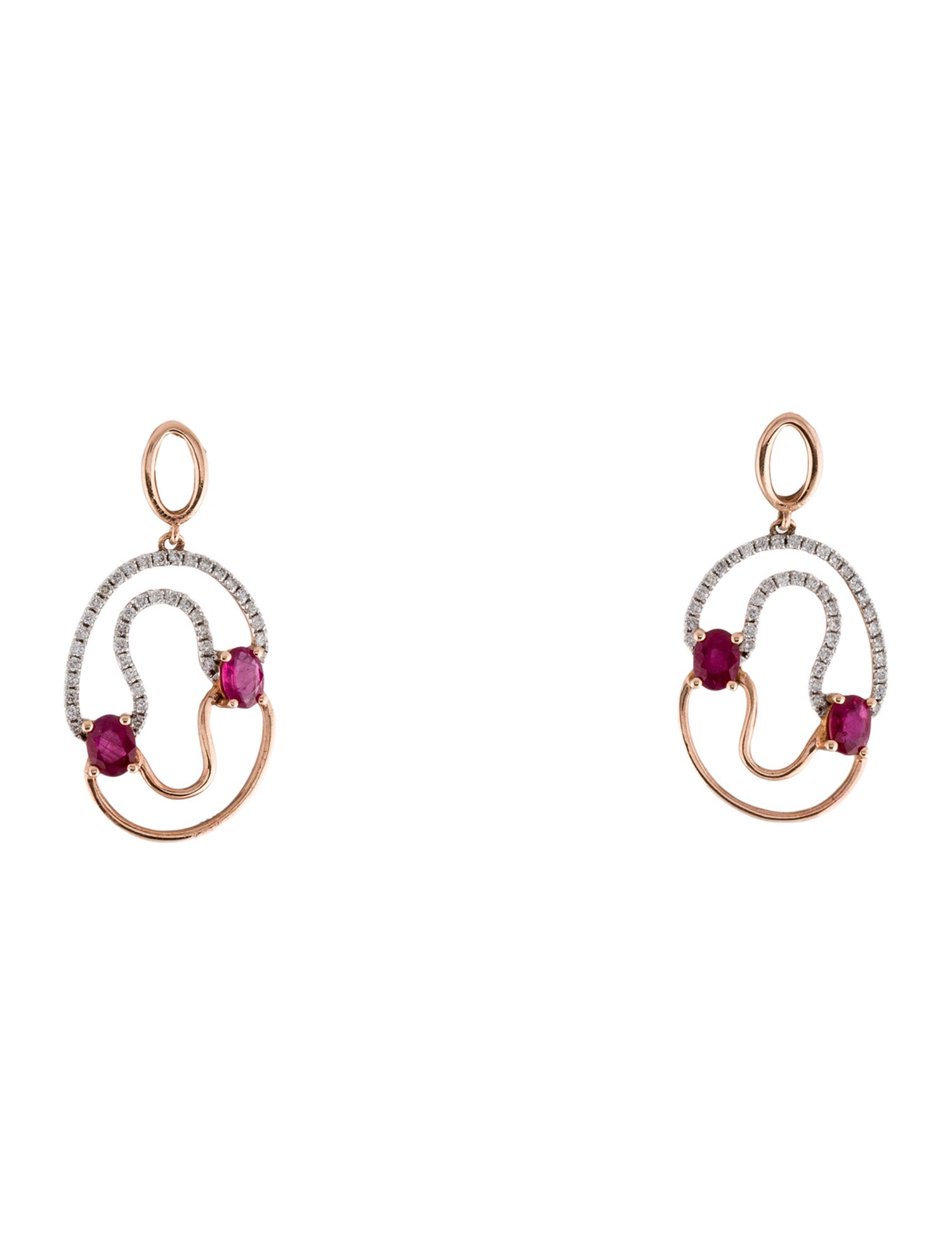 Earrings 14K Ruby & Diamond Drop Earrings