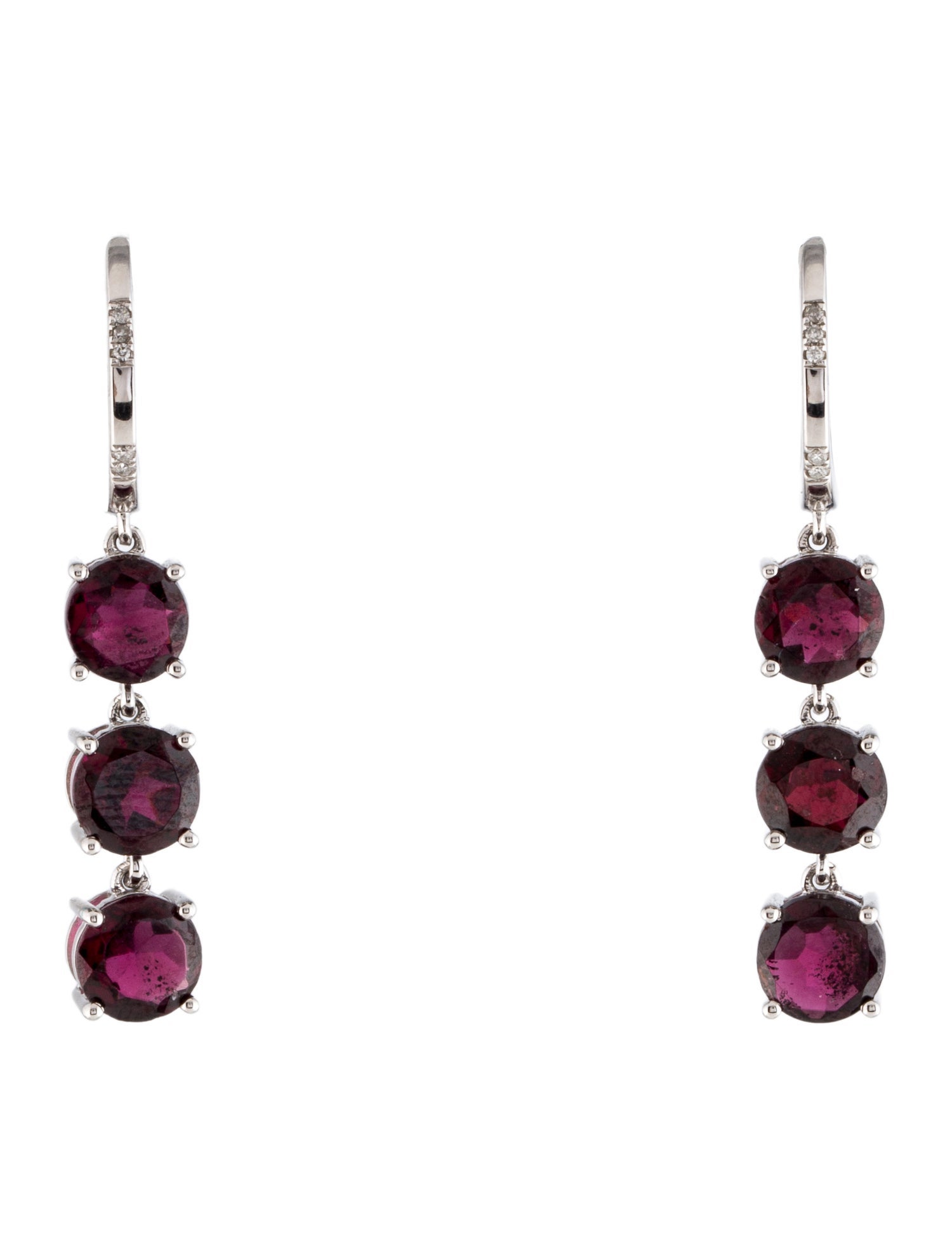Earrings 14K 4.26ctw Garnet & Diamond Drop Earrings