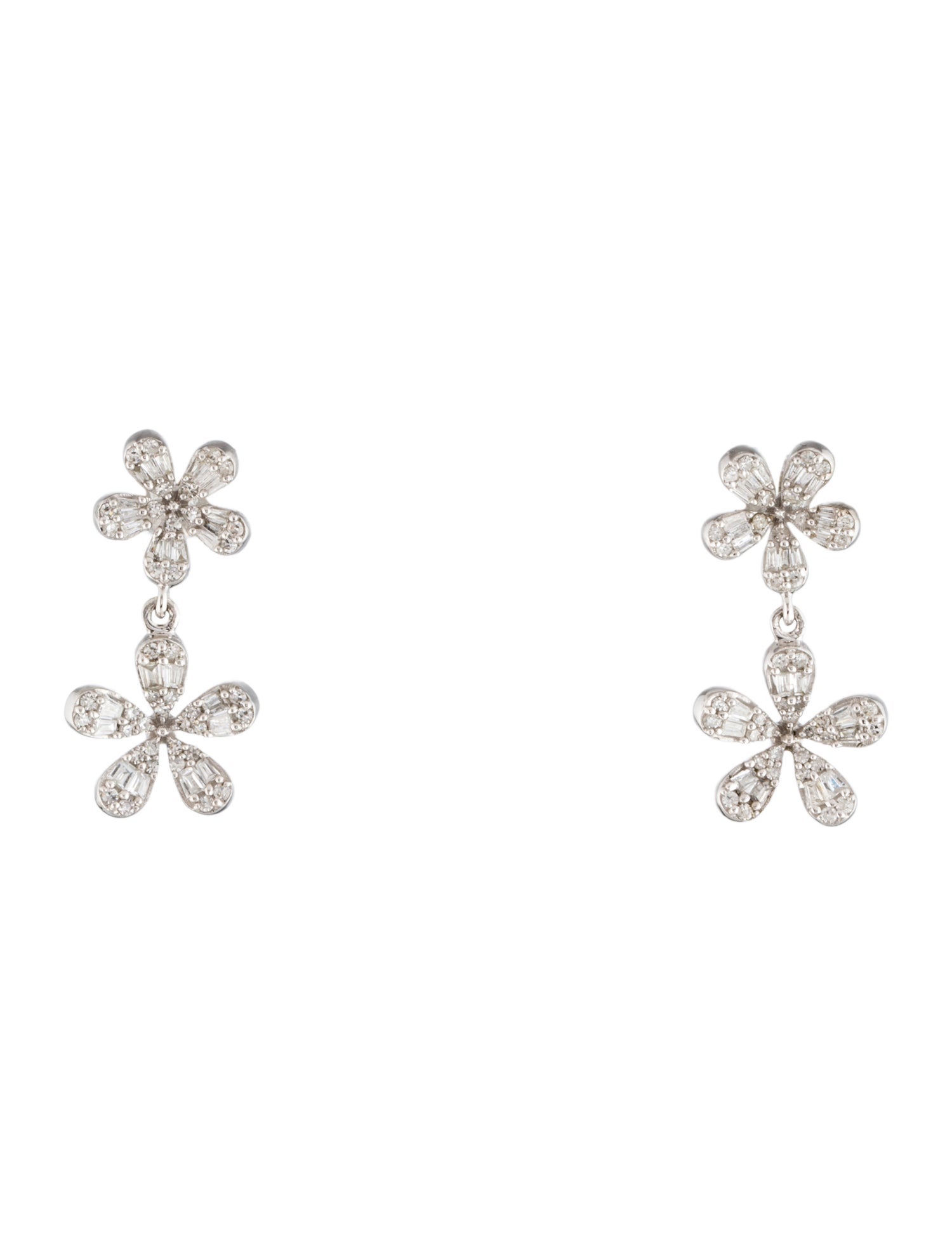 Earrings 14K Diamond Floral Drop