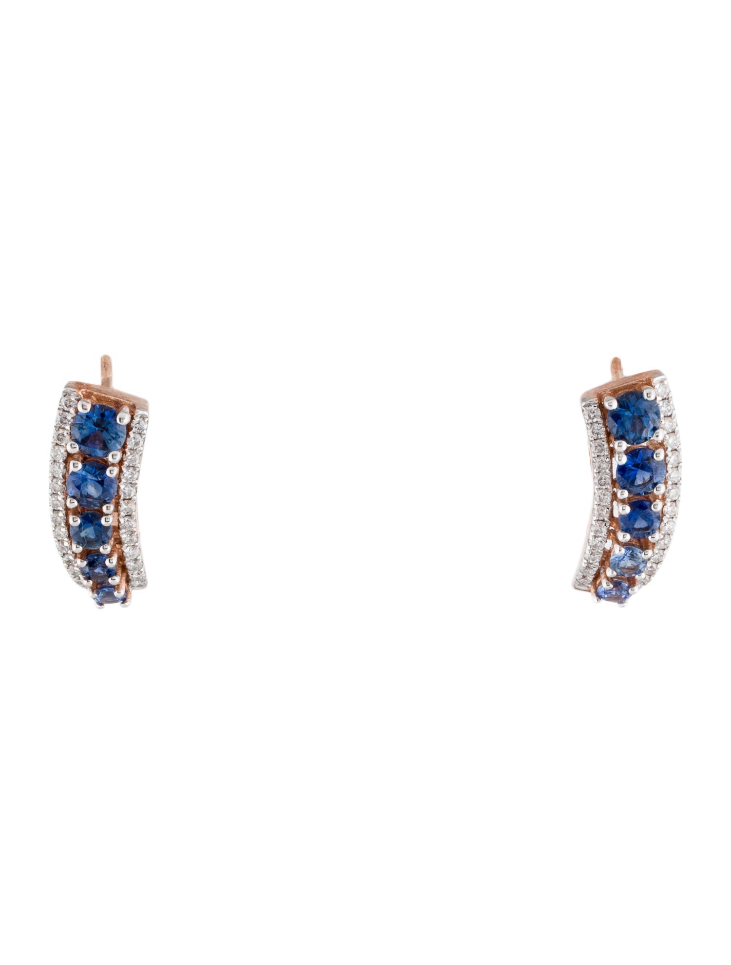 Earrings 14K 1.09ctw Sapphire & Diamond Huggie