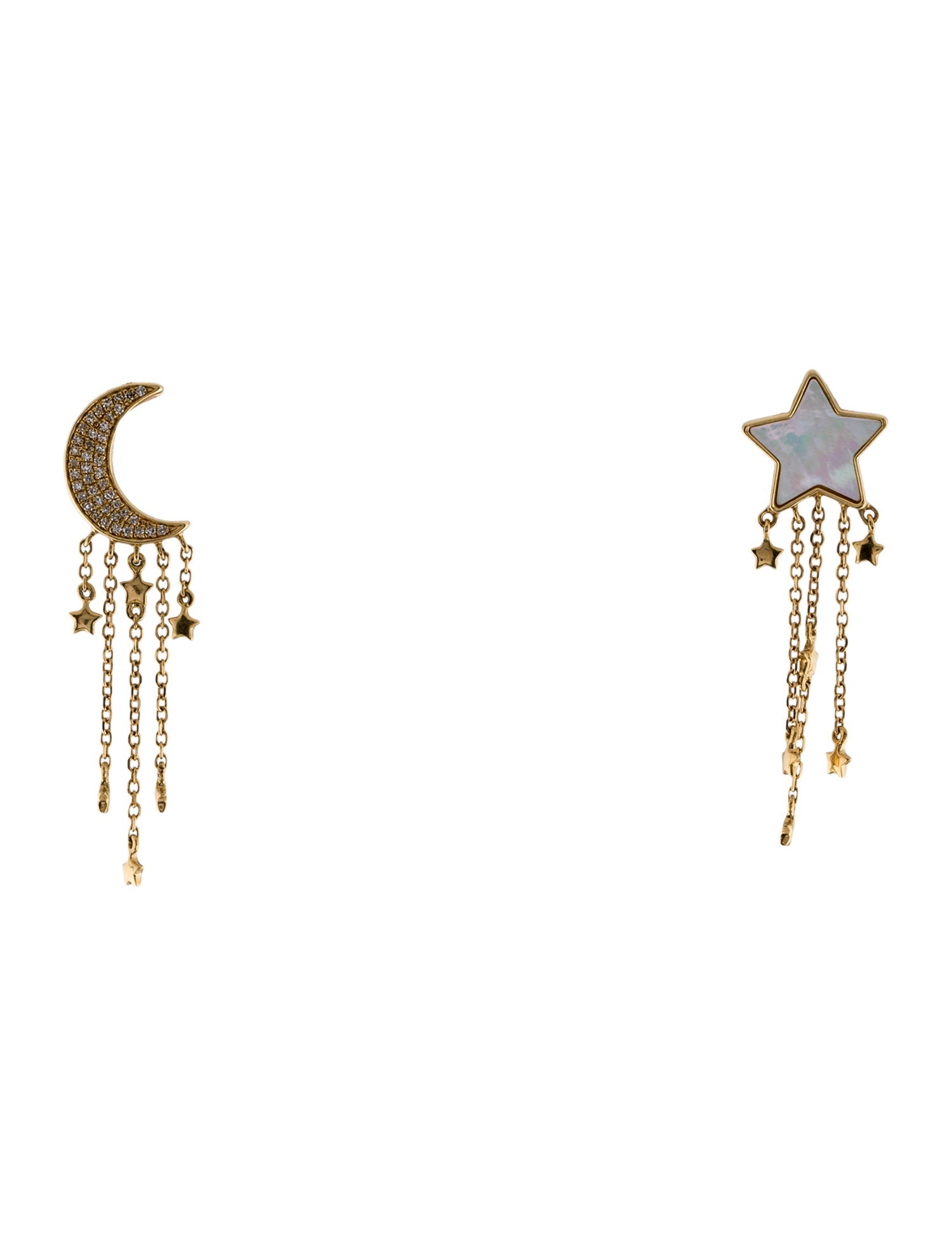 Earrings 18K Diamond & Mother of Pearl Star Drop