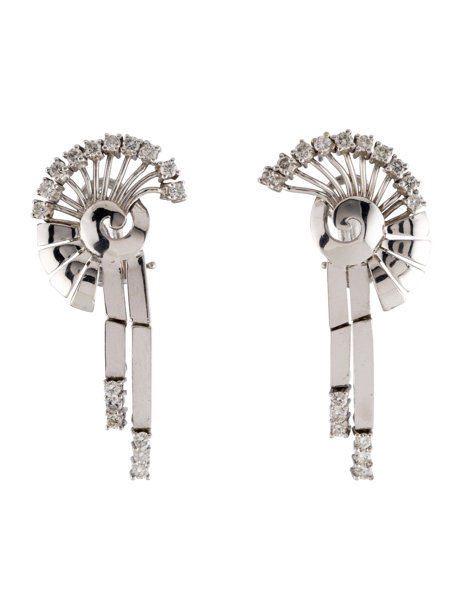 Earrings 1.26ctw Diamond Fan Drop