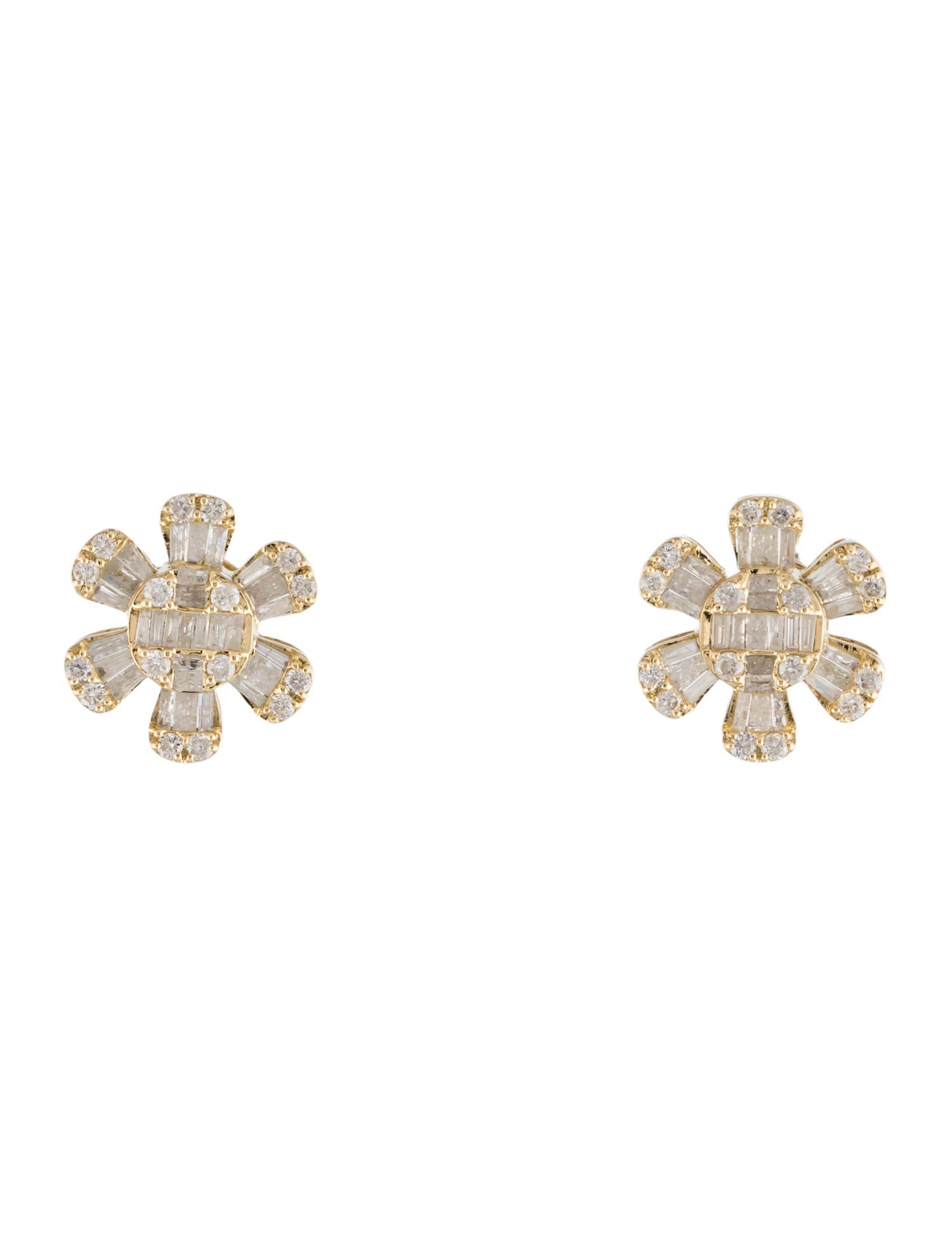 Earrings 14K 1.44ctw Diamond Flower Stud