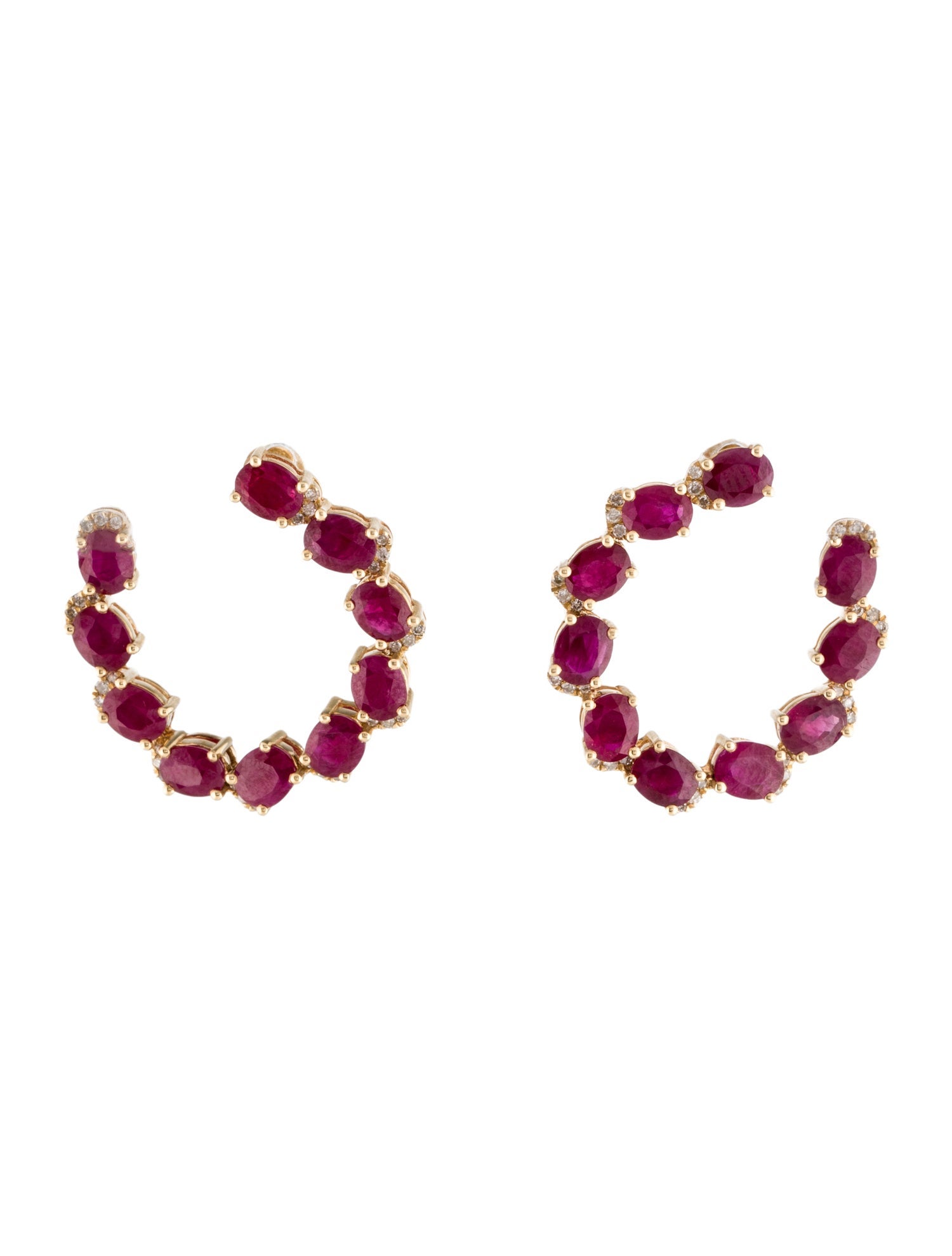 Earrings 14K Ruby & Diamond Hoop Drop