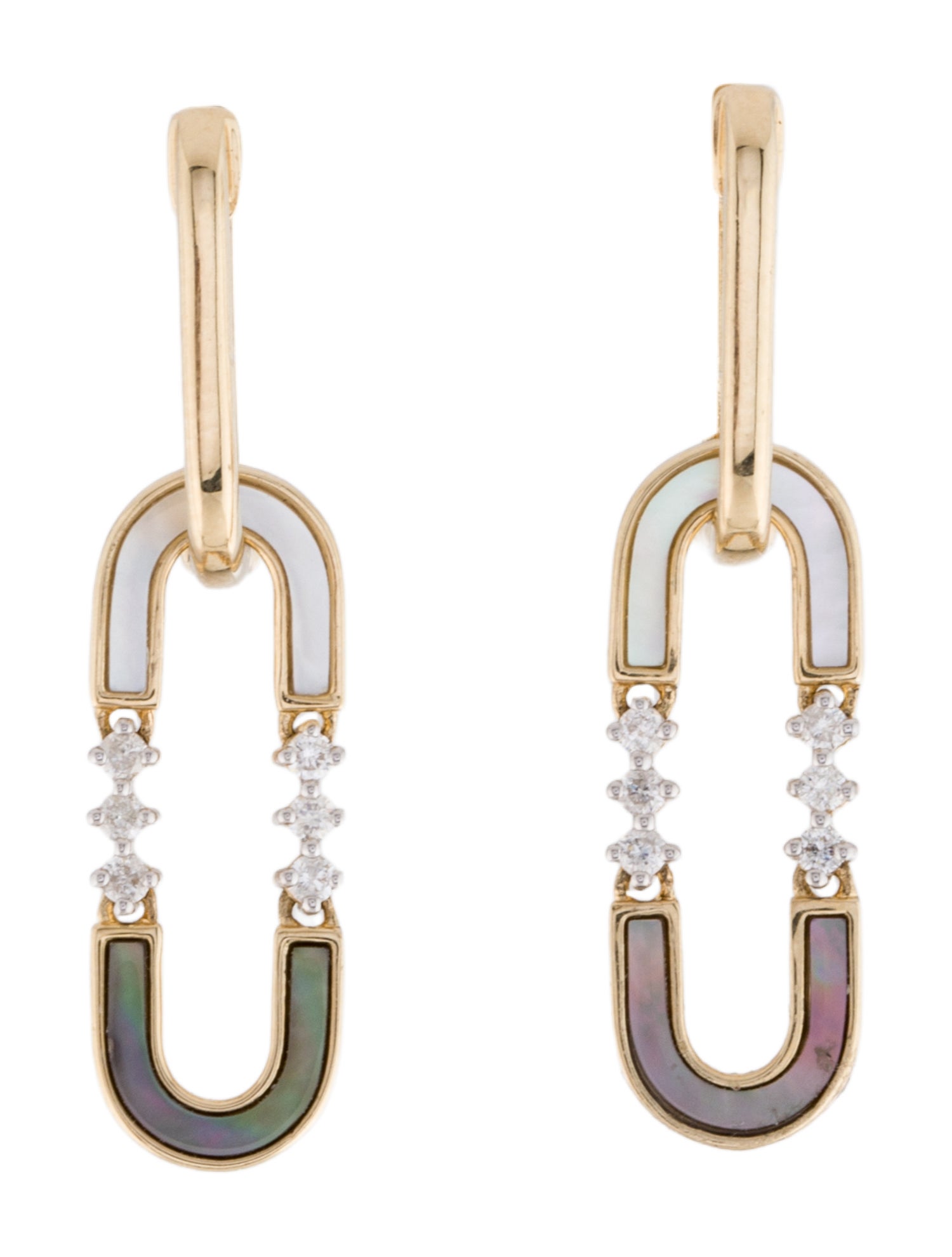 Earrings 14K Mother of Pearl & Diamond Drop