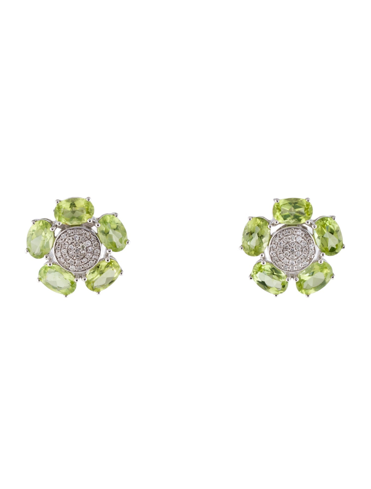 Earrings 14K 4.83Ctw Peridot & Diamond Stud