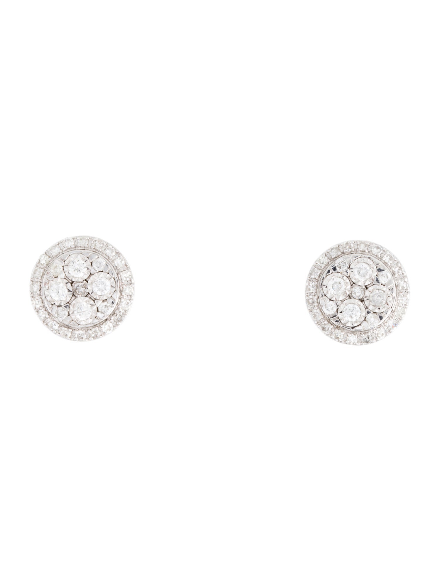 Earrings 14K Diamond Circle Stud Earrings