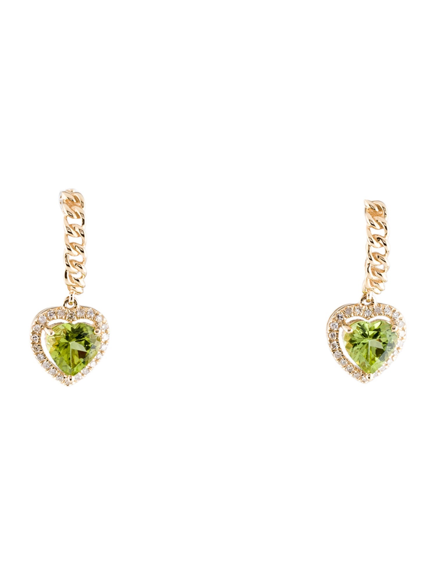 Earrings 14K 1.54ctw Peridot & Diamond Heart Drop Earrings