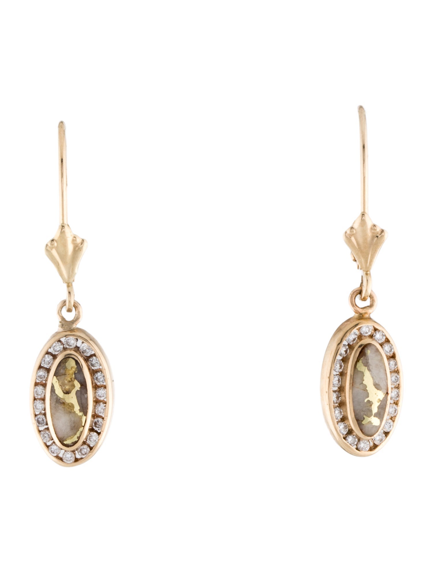 Earrings 14K Quartz & Diamond Drop