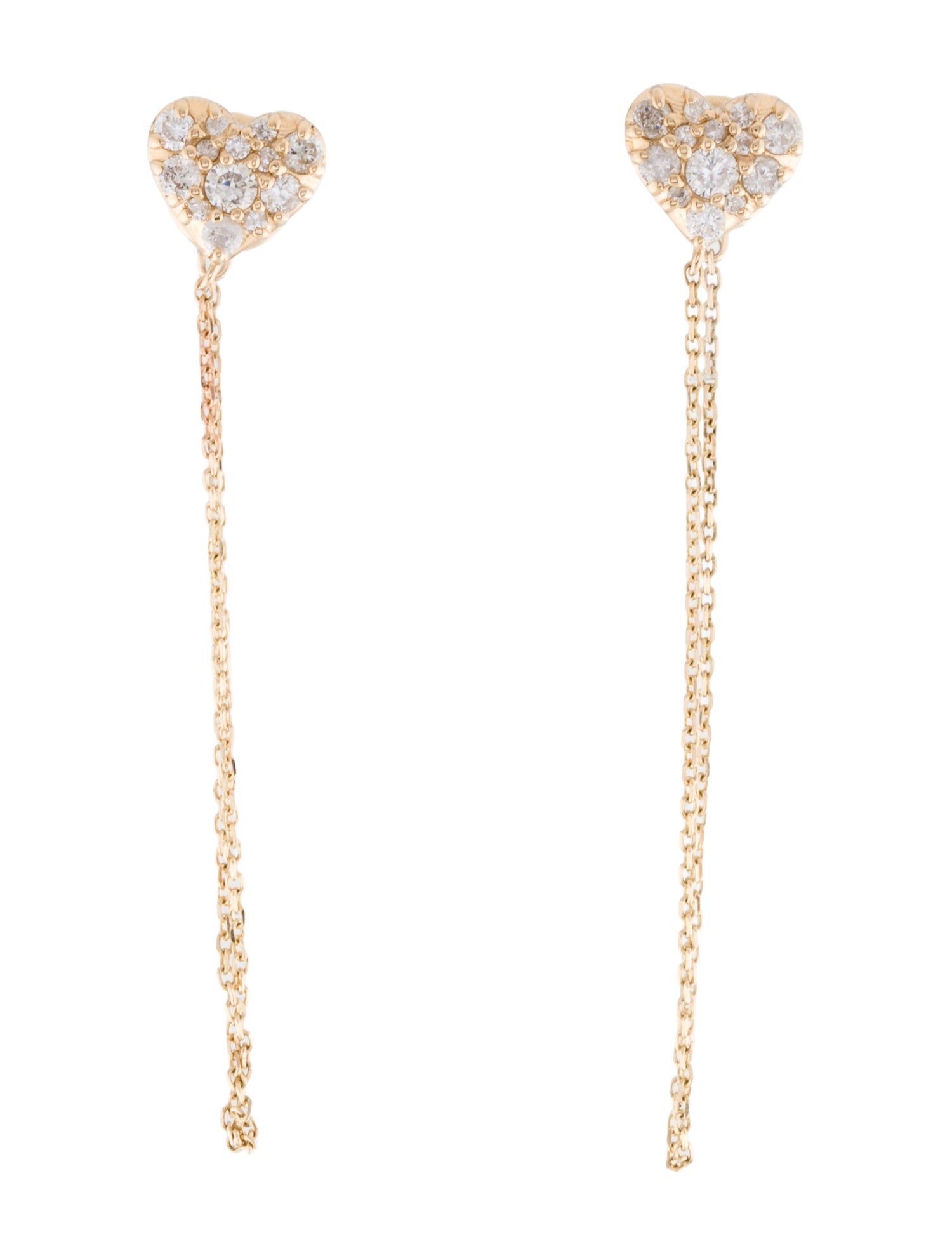 Earrings 14K Diamond Heart Drop Earrings