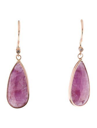 Earrings 14K Ruby & Diamond Drop Earrings