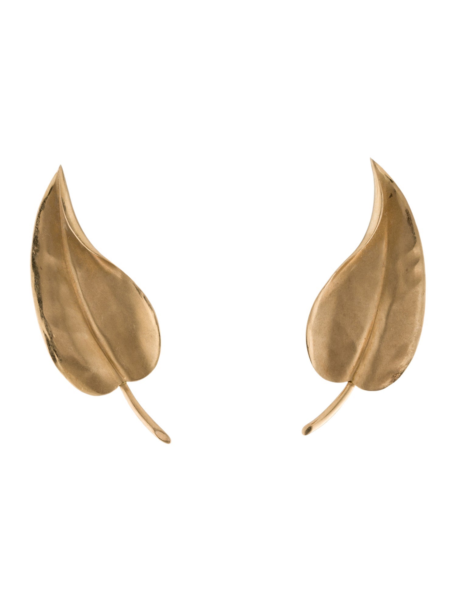 Earrings 14K Leaf Clip-On