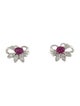 Earrings Platinum Ruby & Diamond Floral Studs