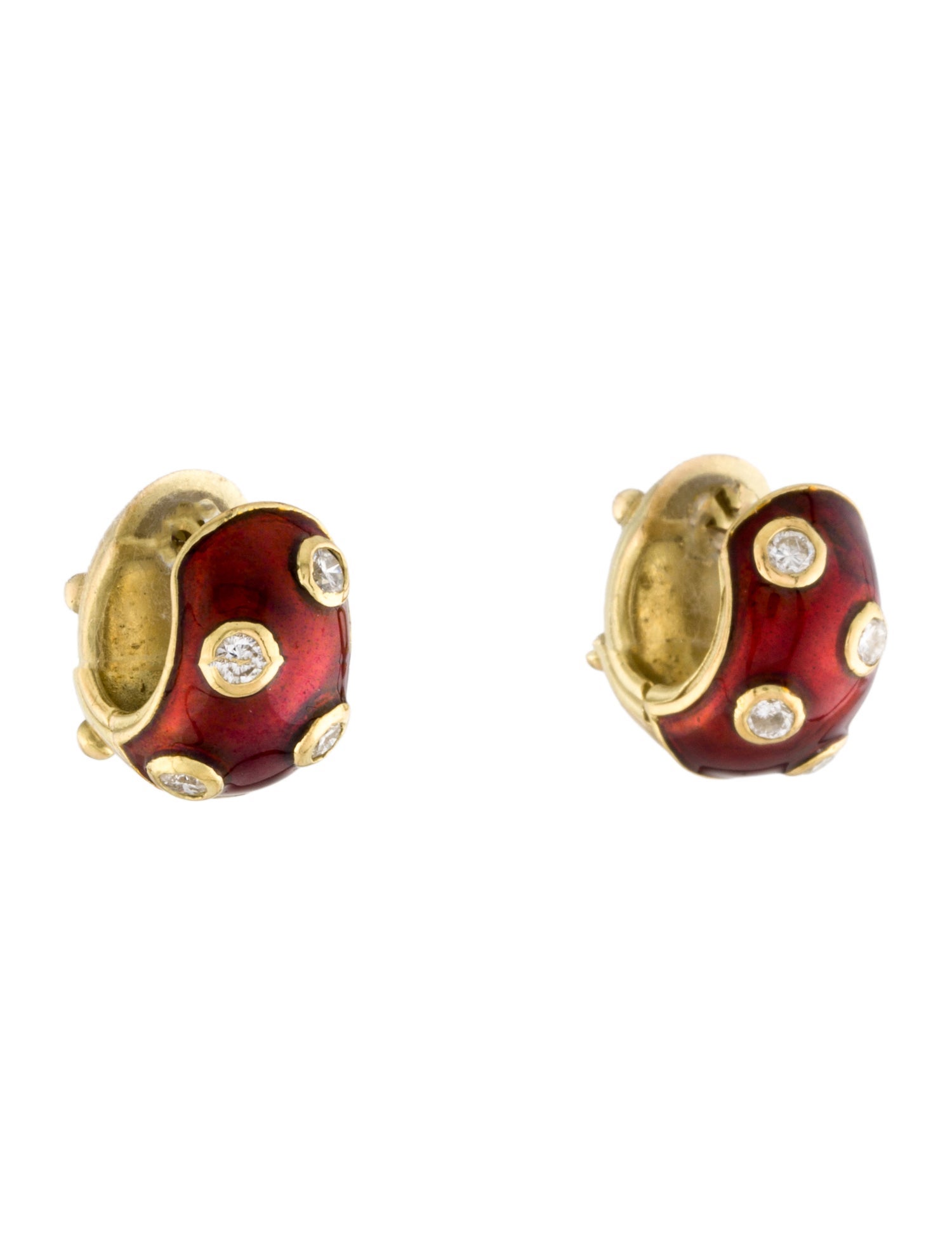 Earrings 18K Diamond & Enamel Huggie